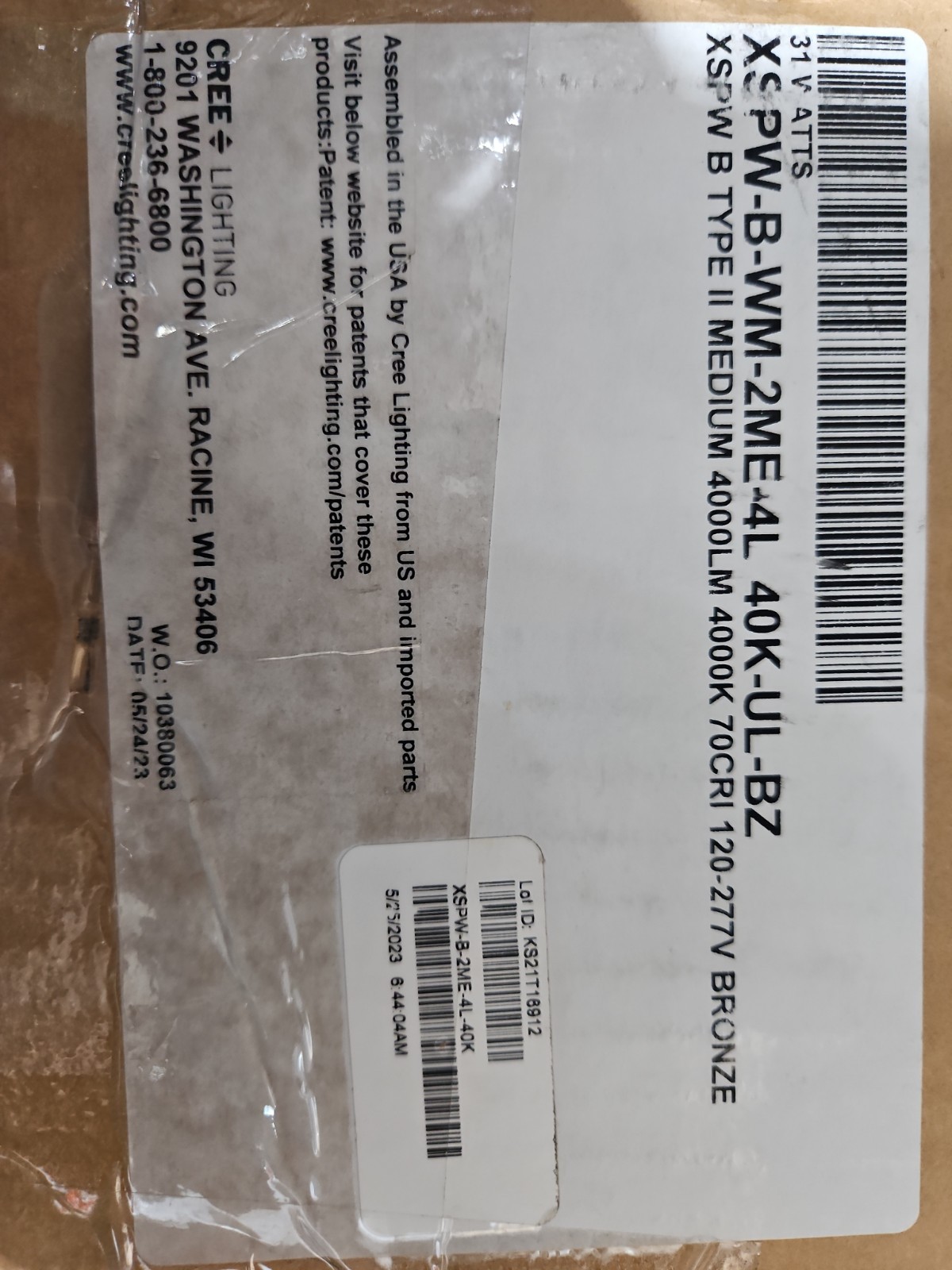 New Cree Commercial Wall Pack LED Lighting XSPW-B-WM-2ME-4L-40K-UL-BZ – Bronze