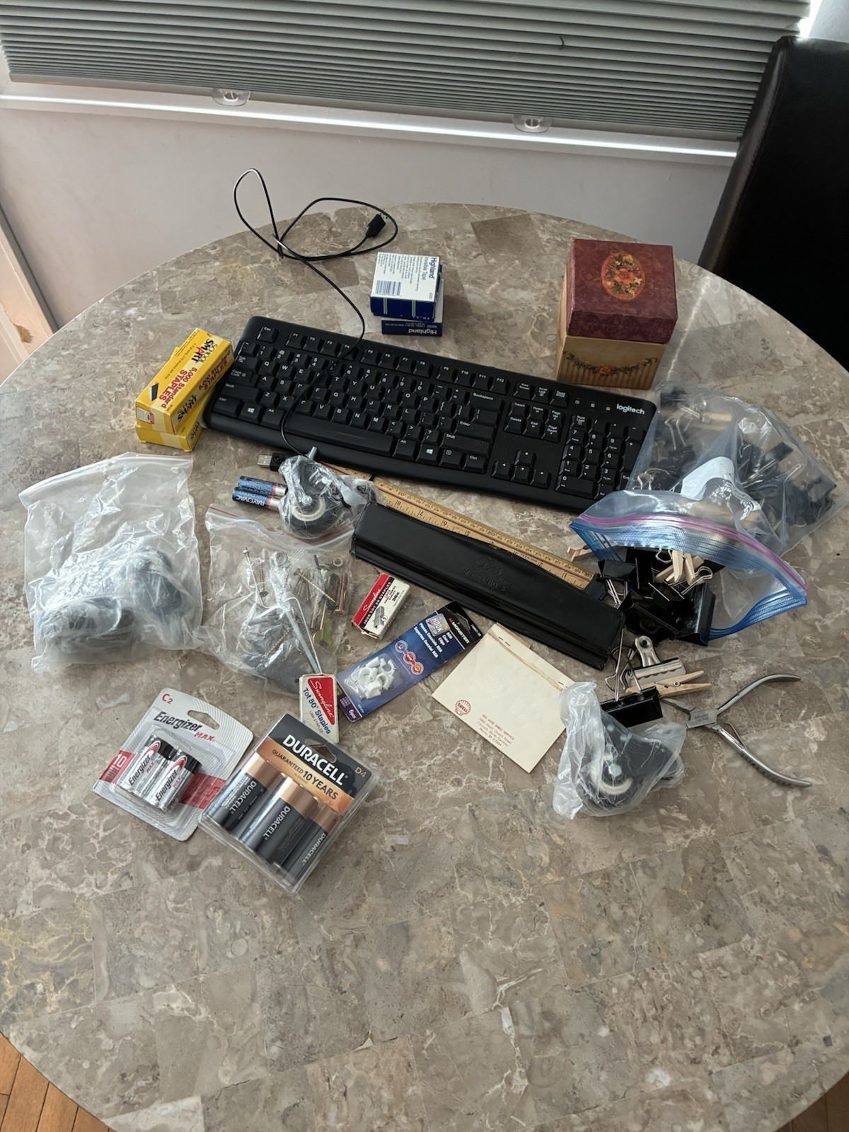 Large Mixed Lot – Office / School Supplies + Hardware – Junk Drawer Cleanout