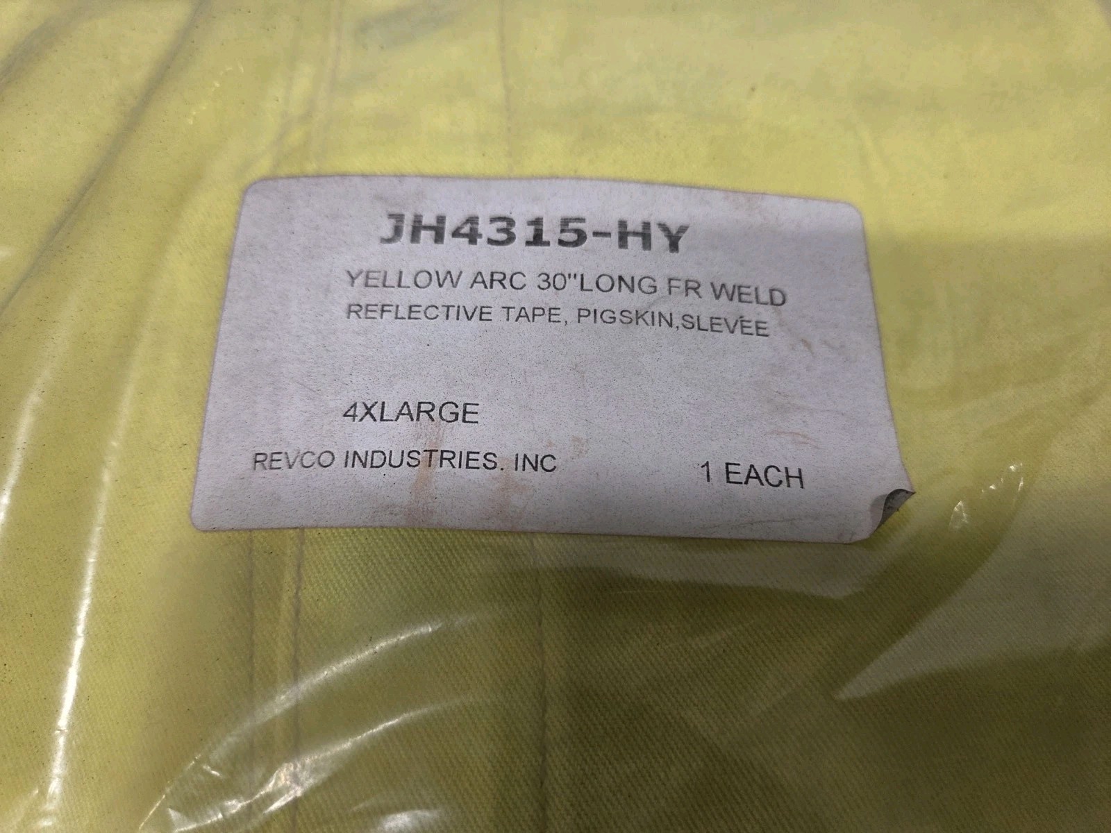 NOS JH4315-HY Yellow ARC 30″ PIGSKIN Sleeve 4XL Revco Welding
