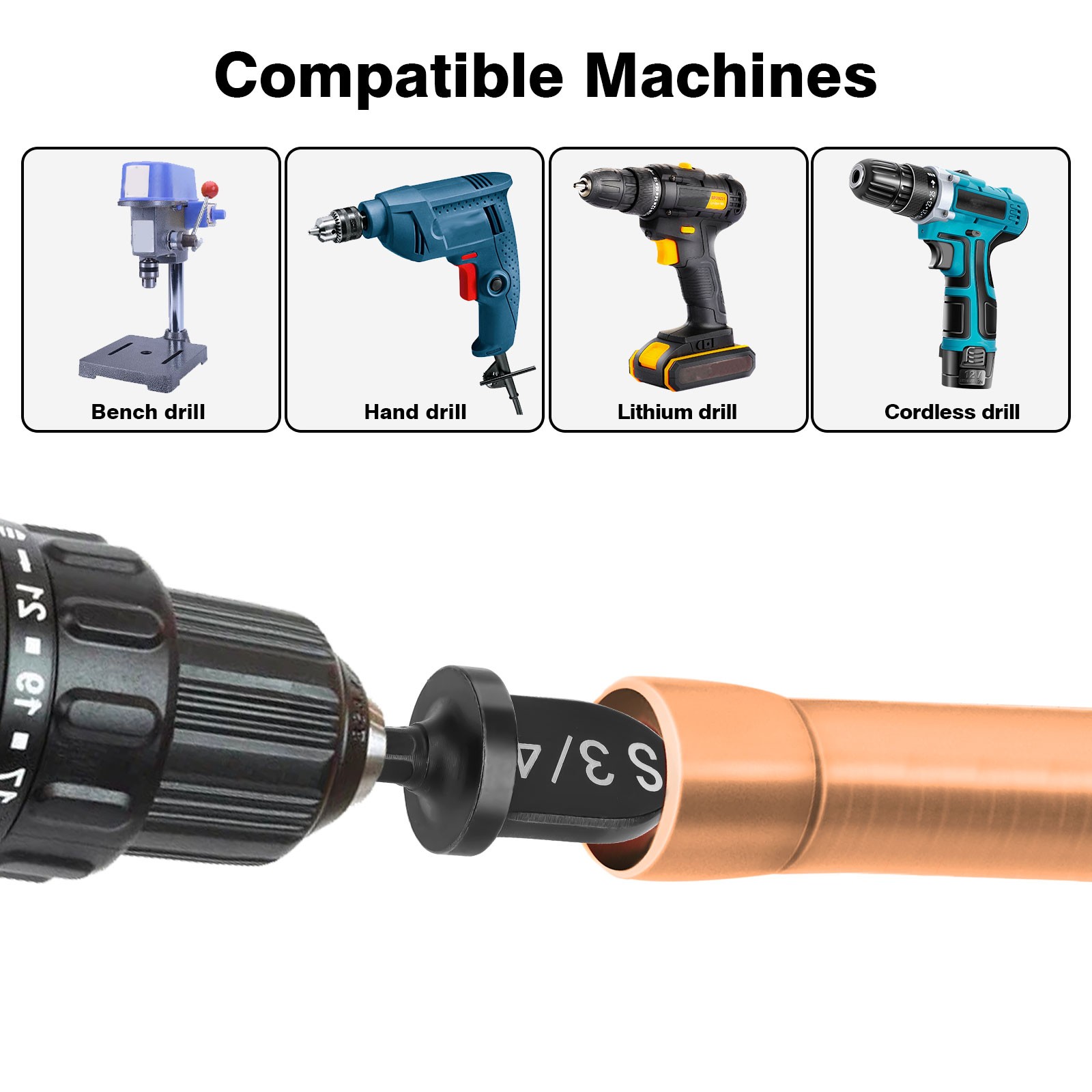 13x Copper Tube Expander & Deburring Scraper Tool HVAC Pipe Flaring Swage Drill