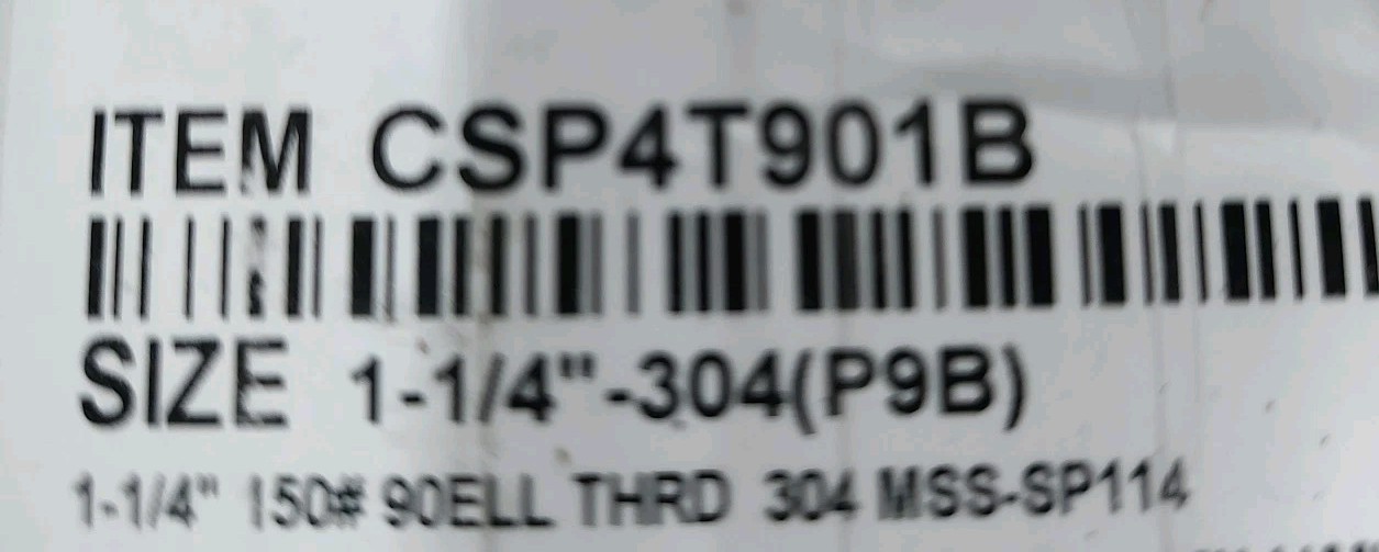 Tachen T-304 90° Elbow, Socket Weld, 1 1/4″ #150, 304SS – NEW QTY Of 2
