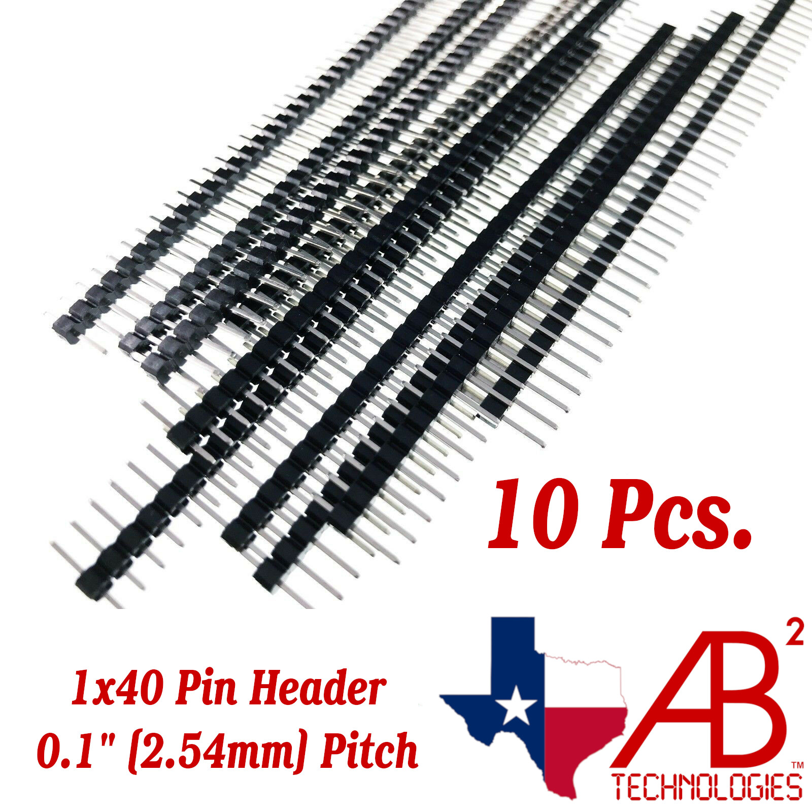 10 Pcs 1×40 Pin Male Header 0.1″ 2.54mm Breadboard PCB Strip Connectors