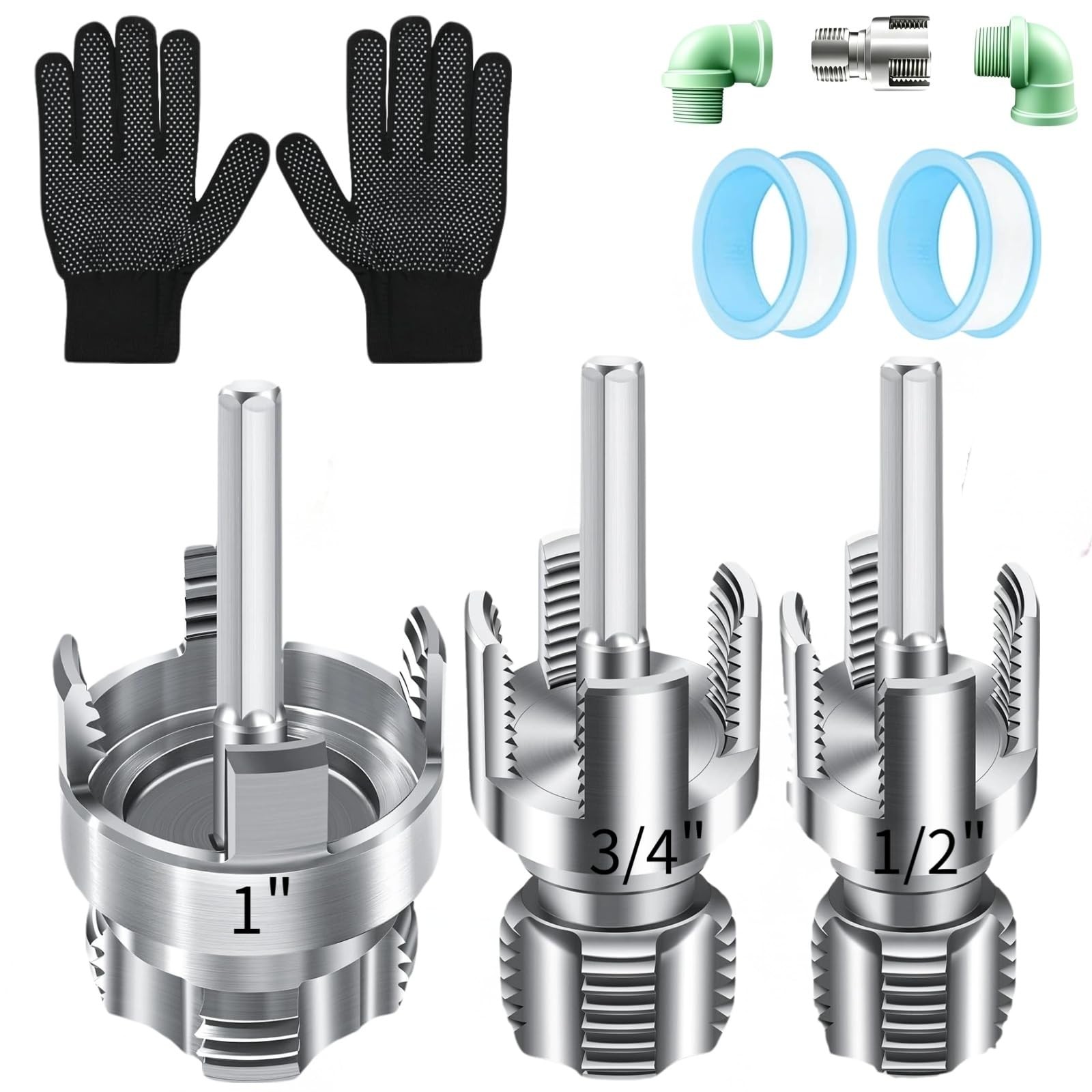 3Pcs Integrated Internal & External Pipe Threading Tool, ‎1/2″+ 3/4″+1″