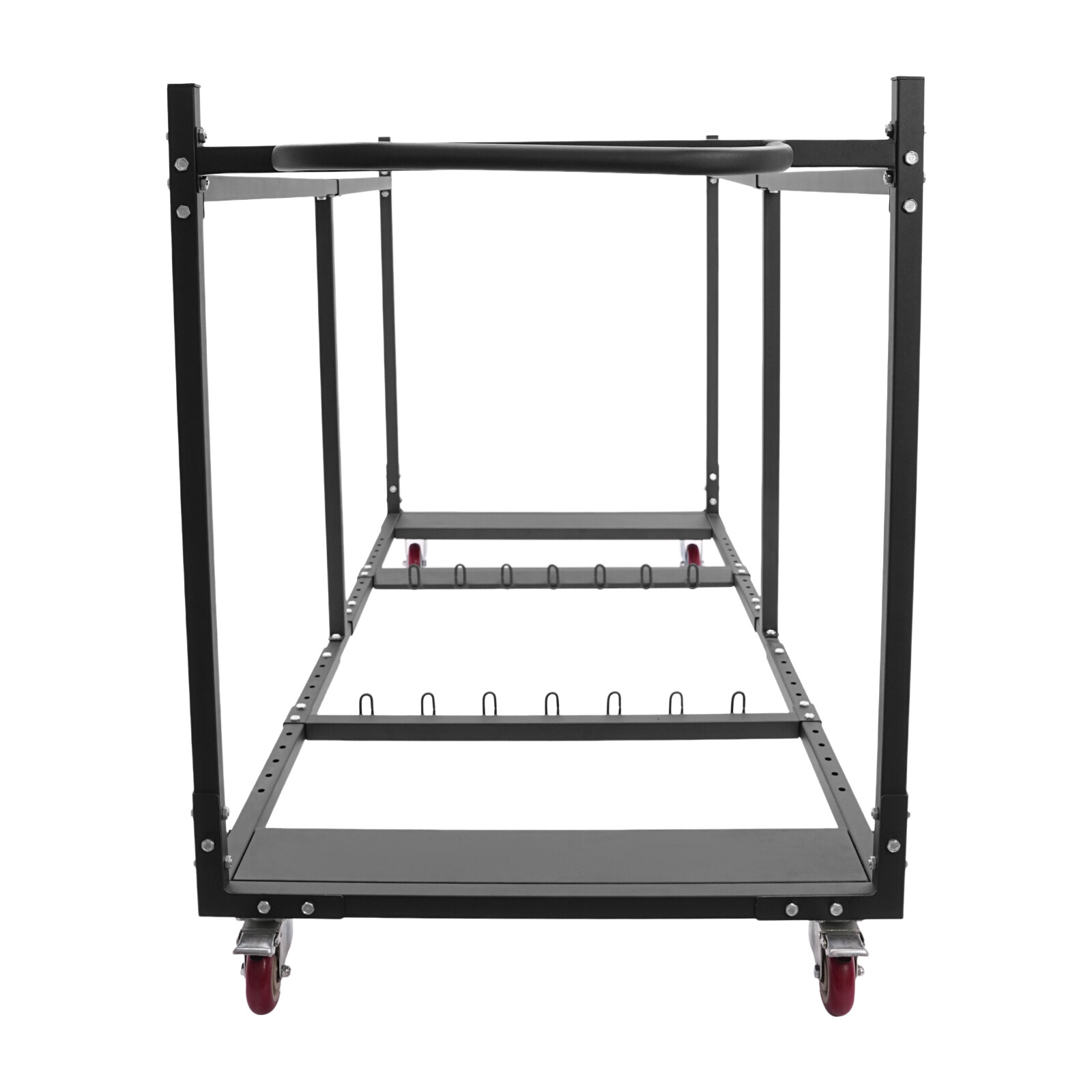 Adjustable Q235 Steel Folding Table Cart – Holds 10 Tables, 4 Swivel Wheels