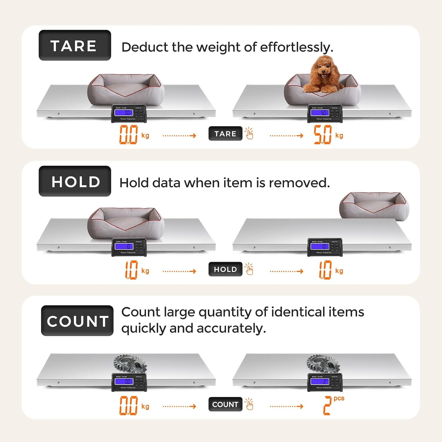 1100lb Pet Scale Stainless Steel Postal 0.2lb