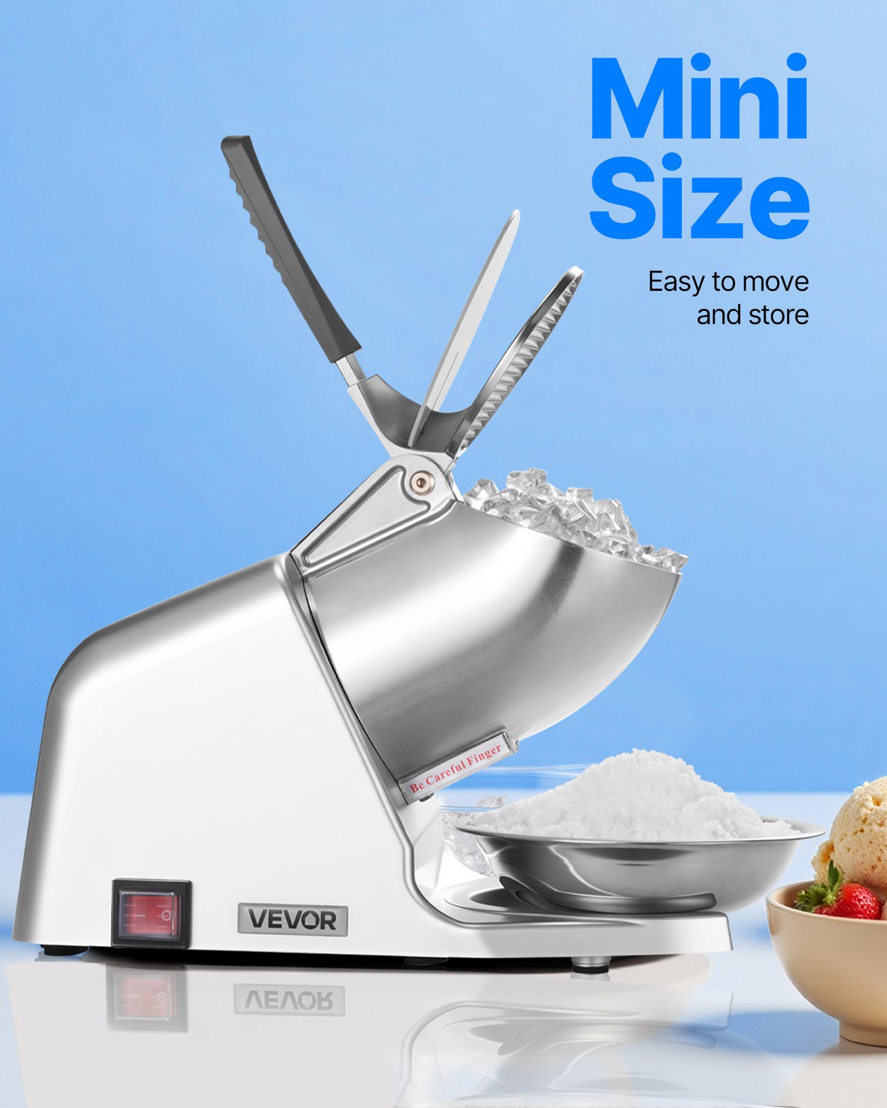 VEVOR Commercial Ice Crusher 143LBS/H Electric Snow Cone Maker Shaved Ice Silver