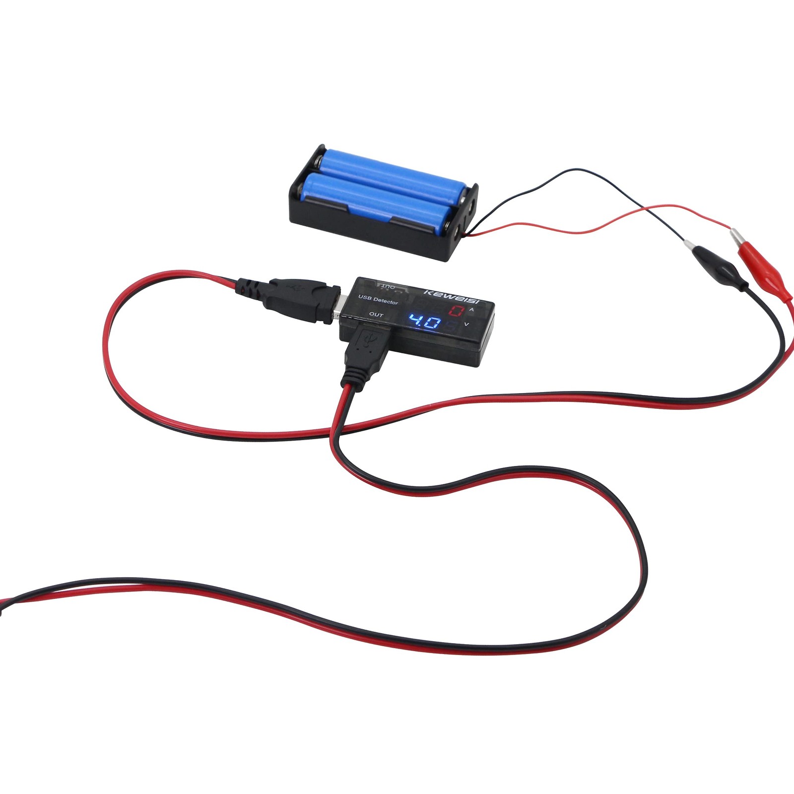 Alligator Clip to USB Test Leads Red Black Wire 5A Current 50cm Cable