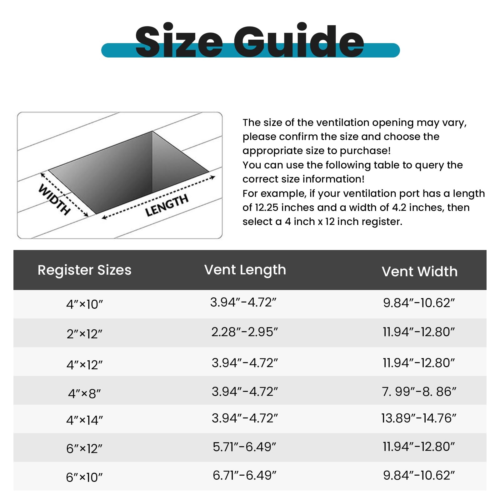VOISEN Floor Register 4×10, 8 Pack Black Vent 4×10 Inches, 8PCS