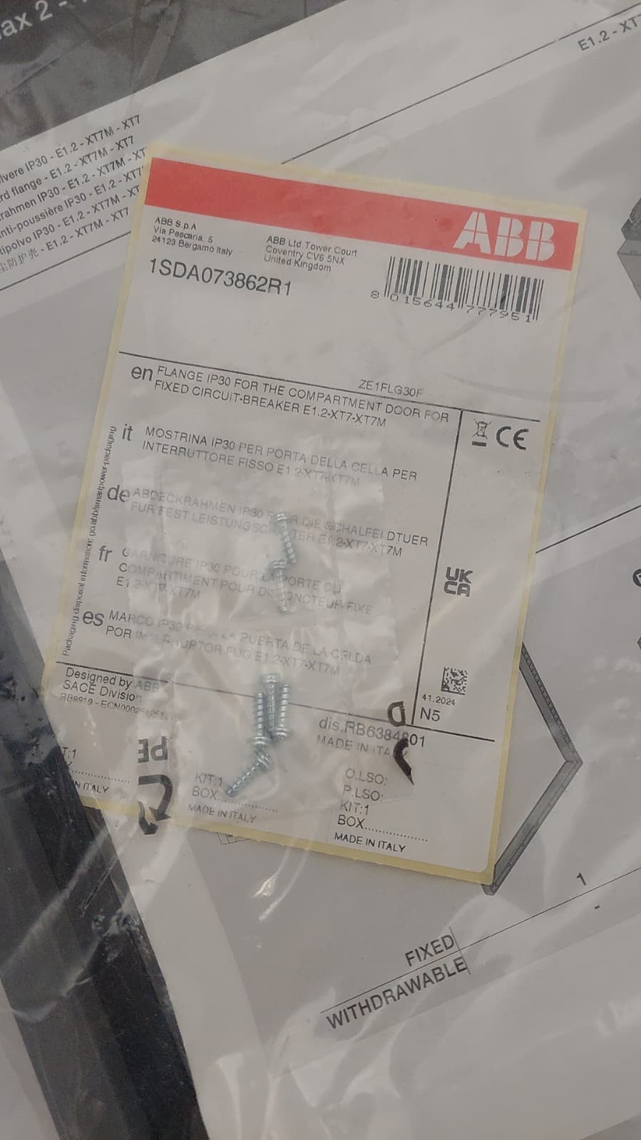 ABB 1SDA073862R1 IP30 Compartment Door Flange P8