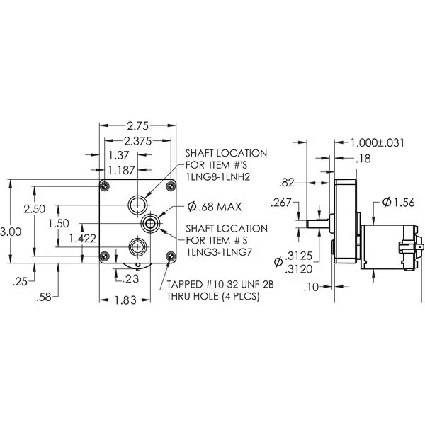 Dayton Dc Gearmotor, 35 in-lb Max. Torque, 9 RPM Nameplate RPM, 12V DC Voltage