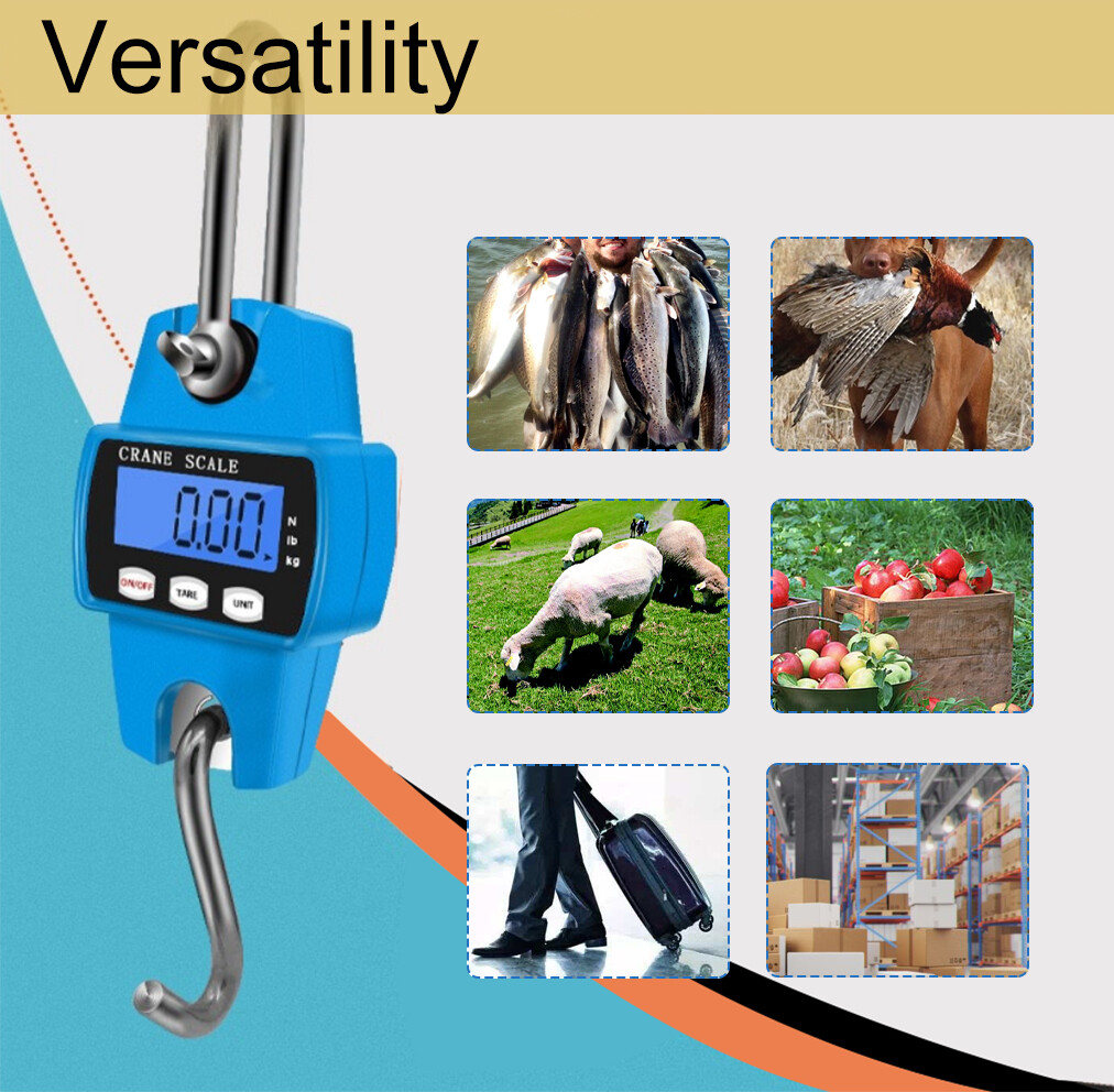 Digital Crane Scale 300 kg/660 lb Industrial Heavy Duty Auto Off Hook Hanging