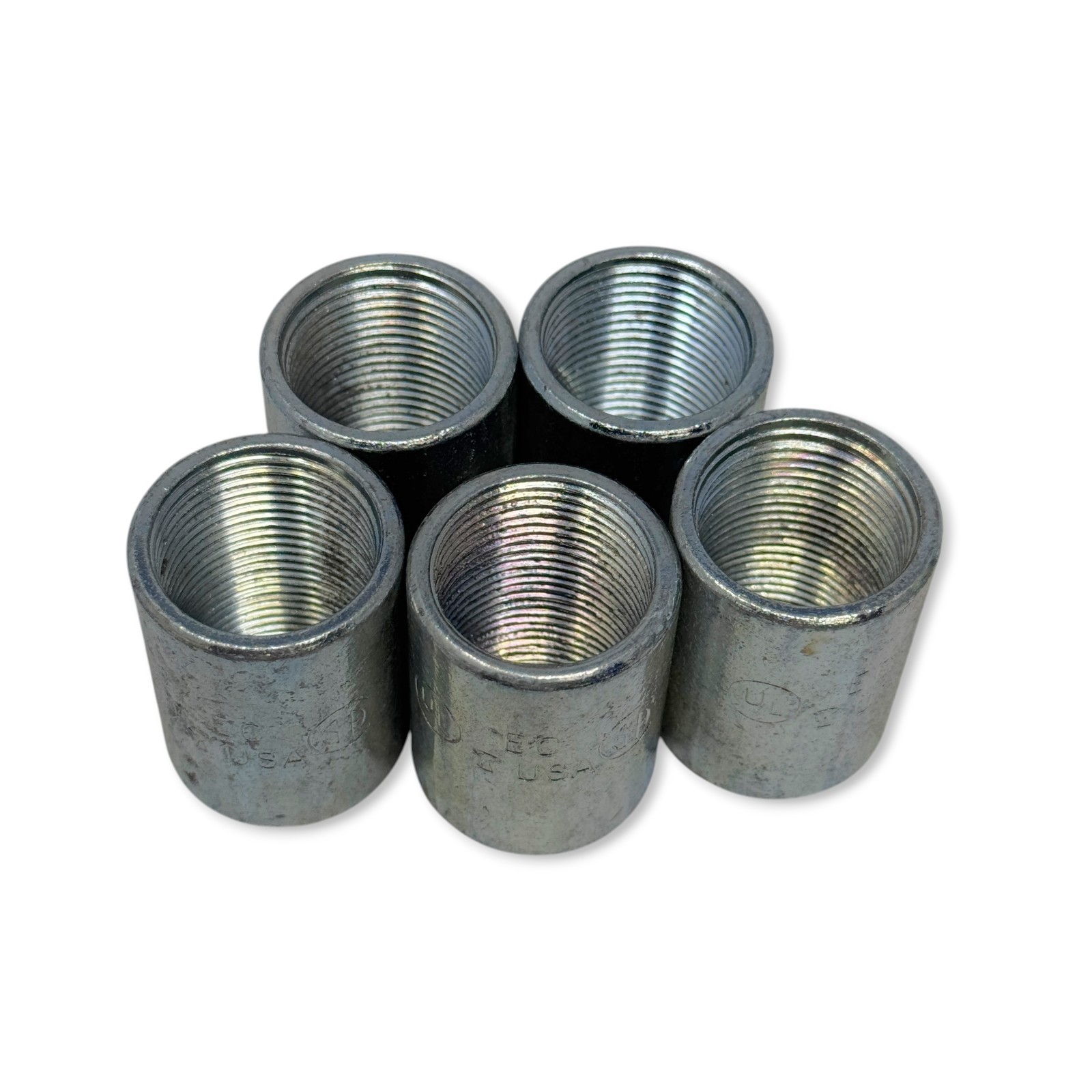 Lot of 5 Rigid Conduit Couplings 3/4″ Galvanized Steel Threaded – EC USA UL CSA