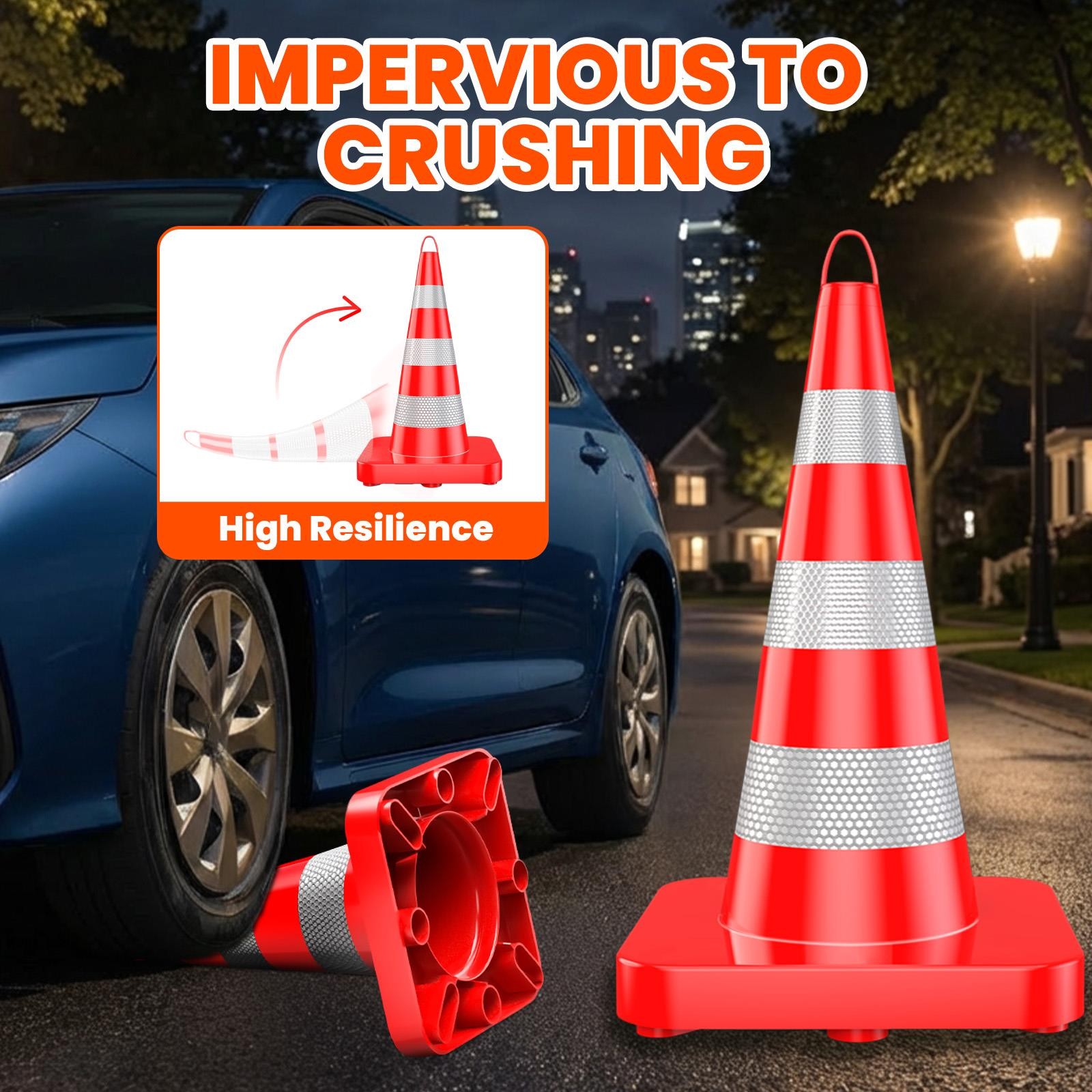 12 PCS 36″ Traffic Cone with Reflective Strips PVC Safety Cones for Road Use