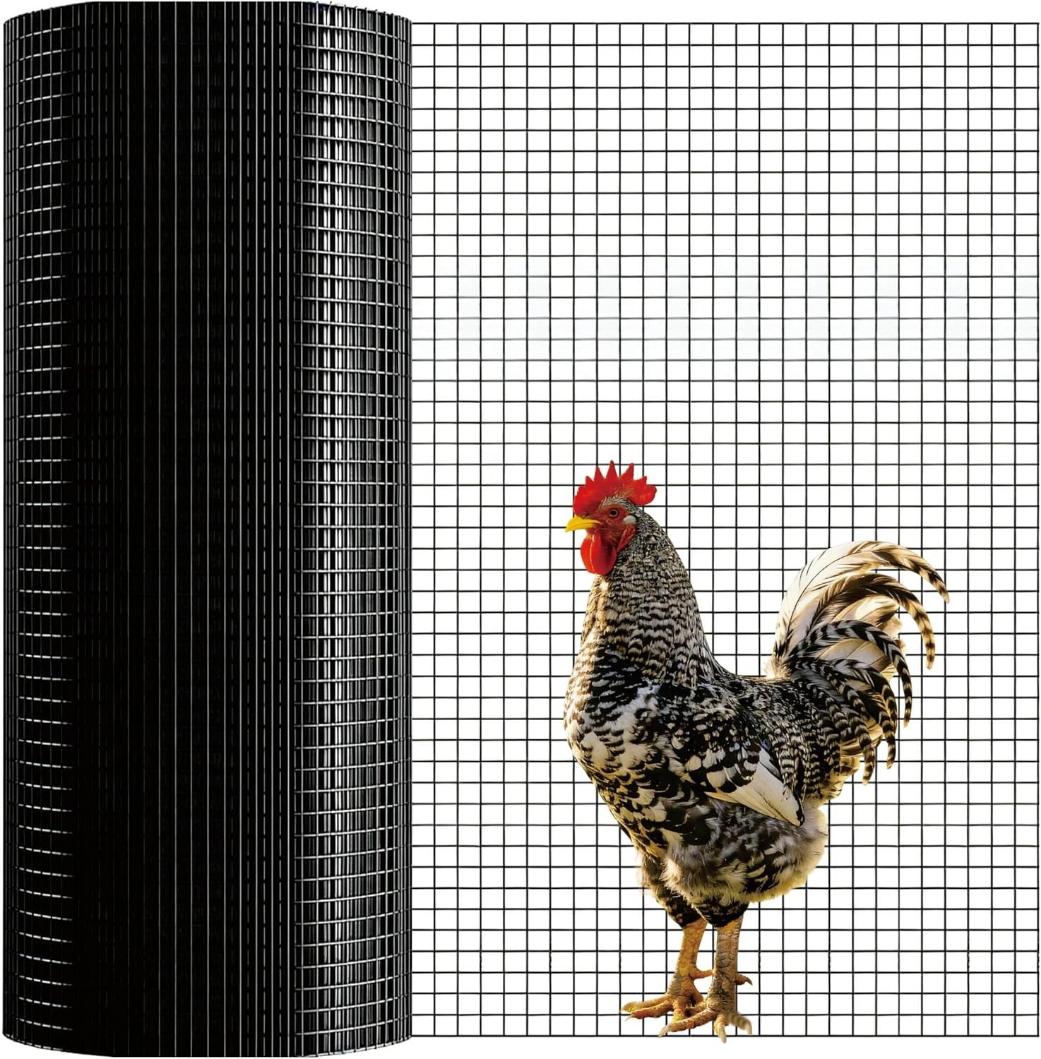 Black Hardware Cloth 1/2in 48in x100ft Vinyl Coated Chicken Wire Fence Mesh Roll