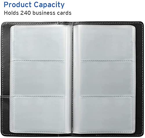 Sooez Leather Professional Business Card Book Holder Organizer, 240 Capacity Cre