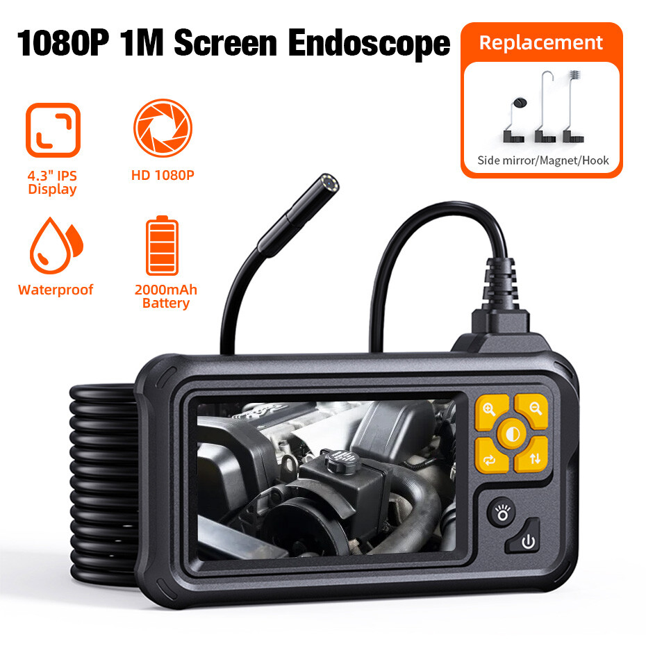 KERUI 8LED IP67 Borescope Camera 1M Flexible Cable 1080P HD 4.3 Inch Display