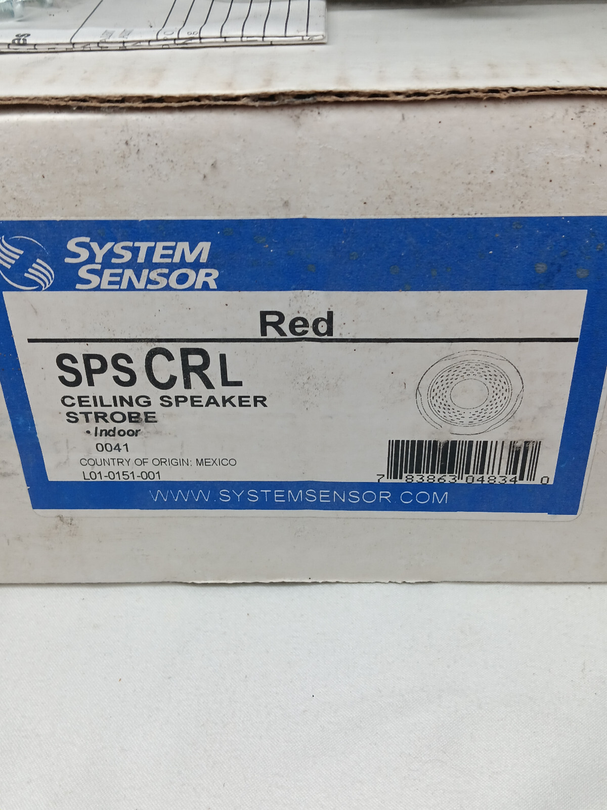 System Sensor spsCRL Indoor Red Fire Alarm System Ceiling Mounted Speaker Strobe