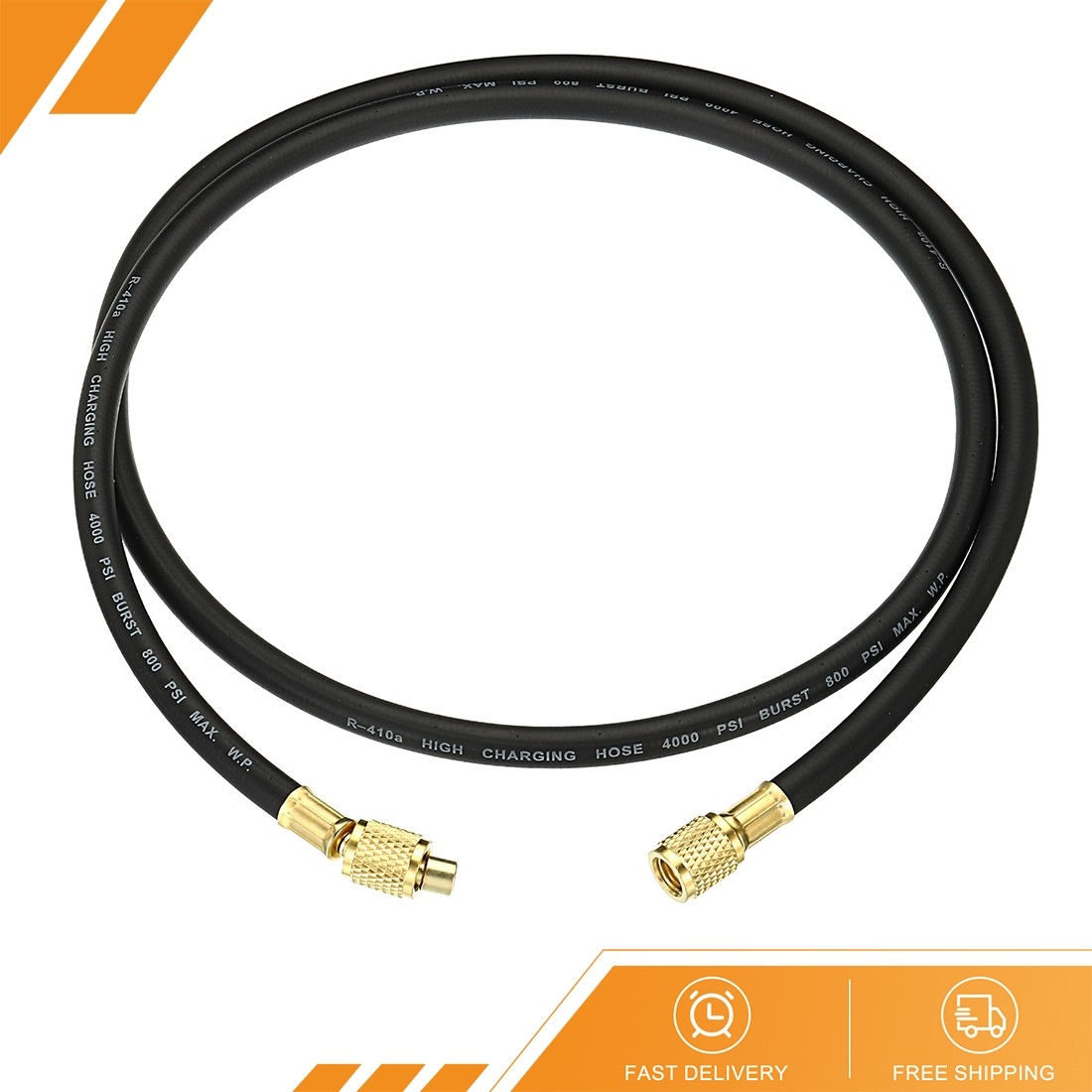 1/4 SAE Refrigerant Charging Hose 4.9ft 800 PSI 4000 PSI Manifold Gauge Black