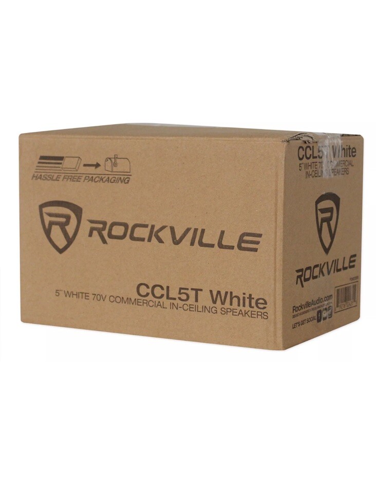 (4) Rockville CCL5T White 70V 5″ Commercial Ceiling Speakers 4 Restaurant/Office