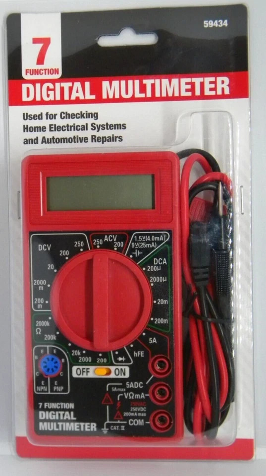 Harbor Freight Digital Multimeter 7 Function AC DC Current & Resistance #63759