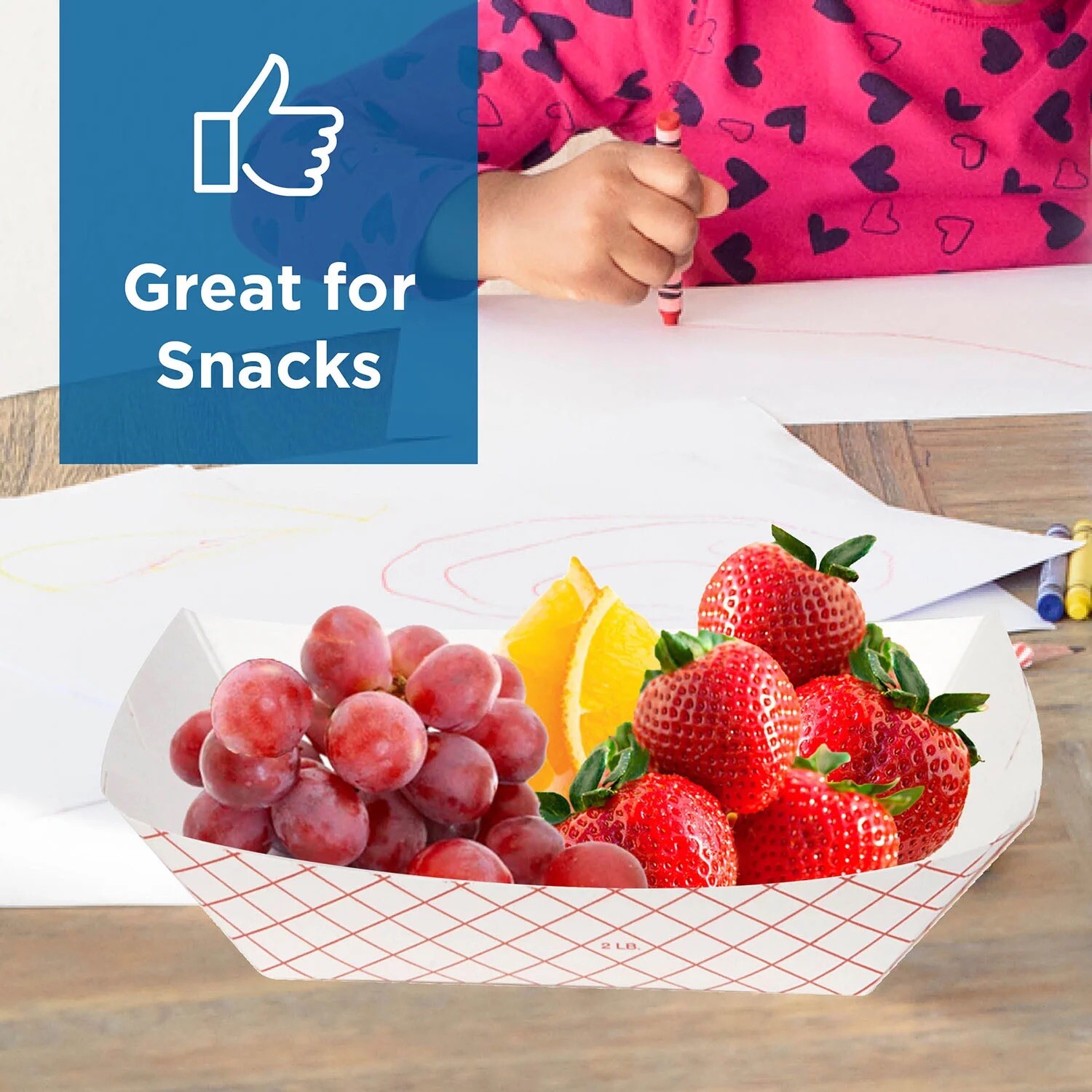 (2 Lb) Paper Food Tray Boat Disposable Serving Trays for Food, Condiment, Snack