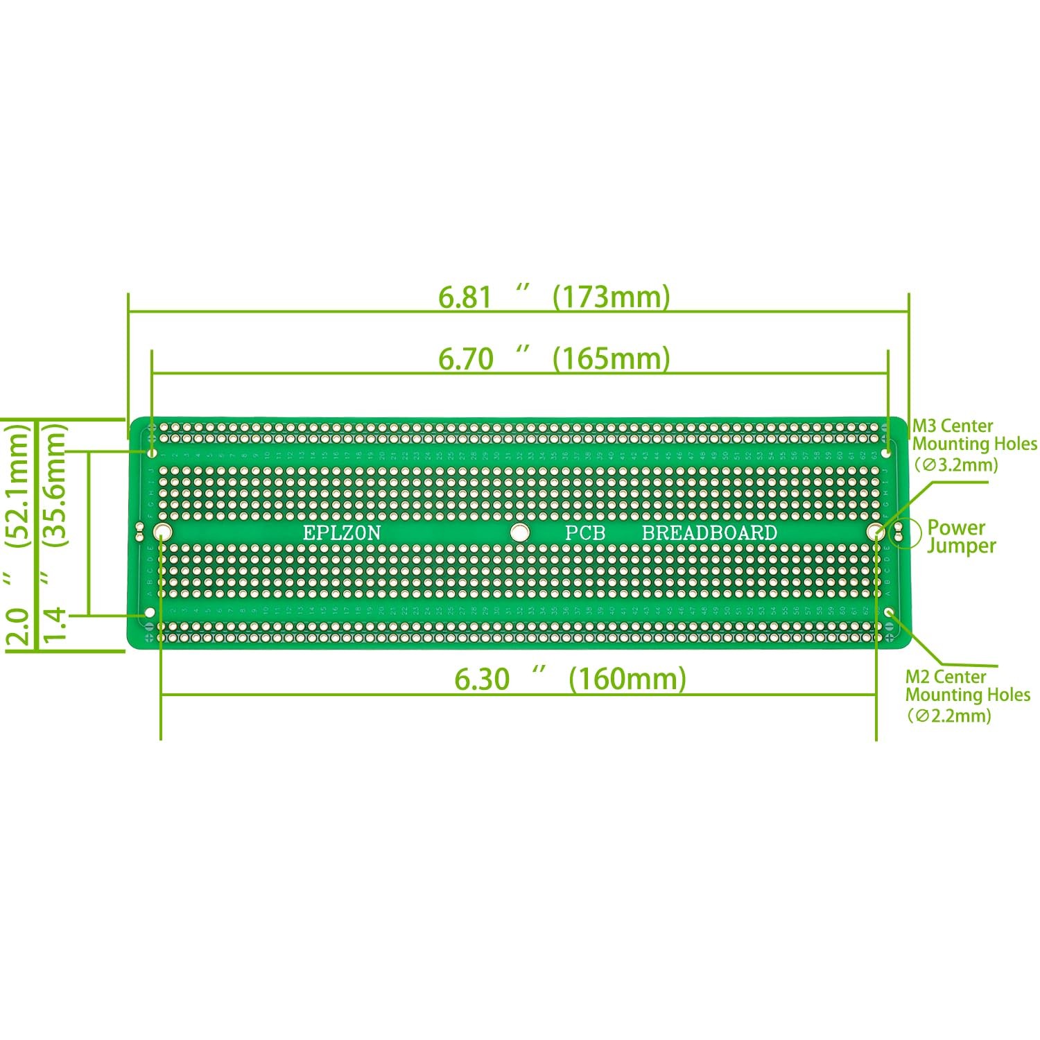 6.8×2.05 Solderable Prototype PCB Board Kit Green 3pcs DIY Electr Color: Green