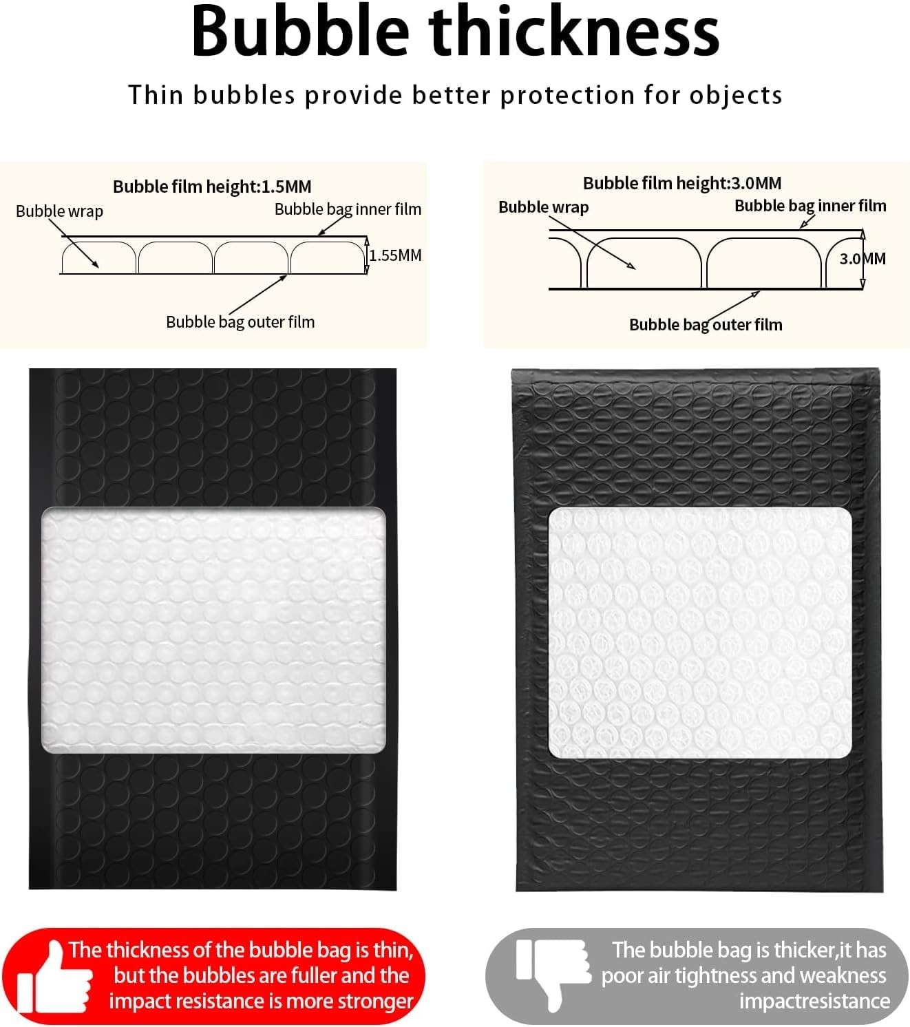 Bubble Mailers 6×10″ 100 Pack Black Padded Envelopes Waterproof Usable Size 6…