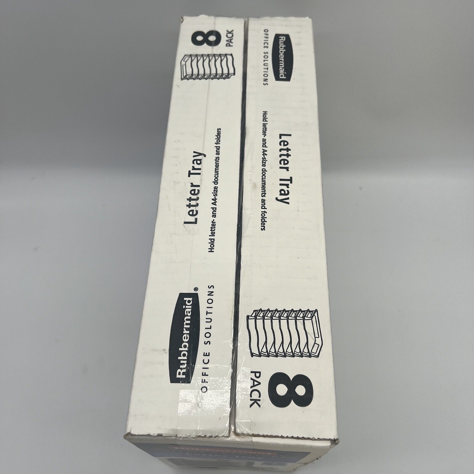 NOS Rubbermaid Office Solutions Letter Trays 8 pk 2005 Made In USA Stacks Steps