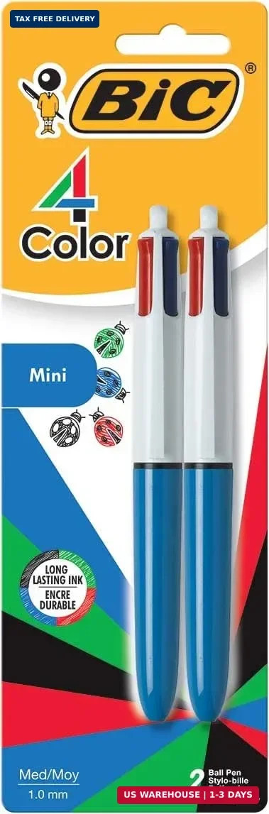 BIC 4-Color Original Retractable Ballpoint Pens with Assorted Ink, 1.0 mm Medium