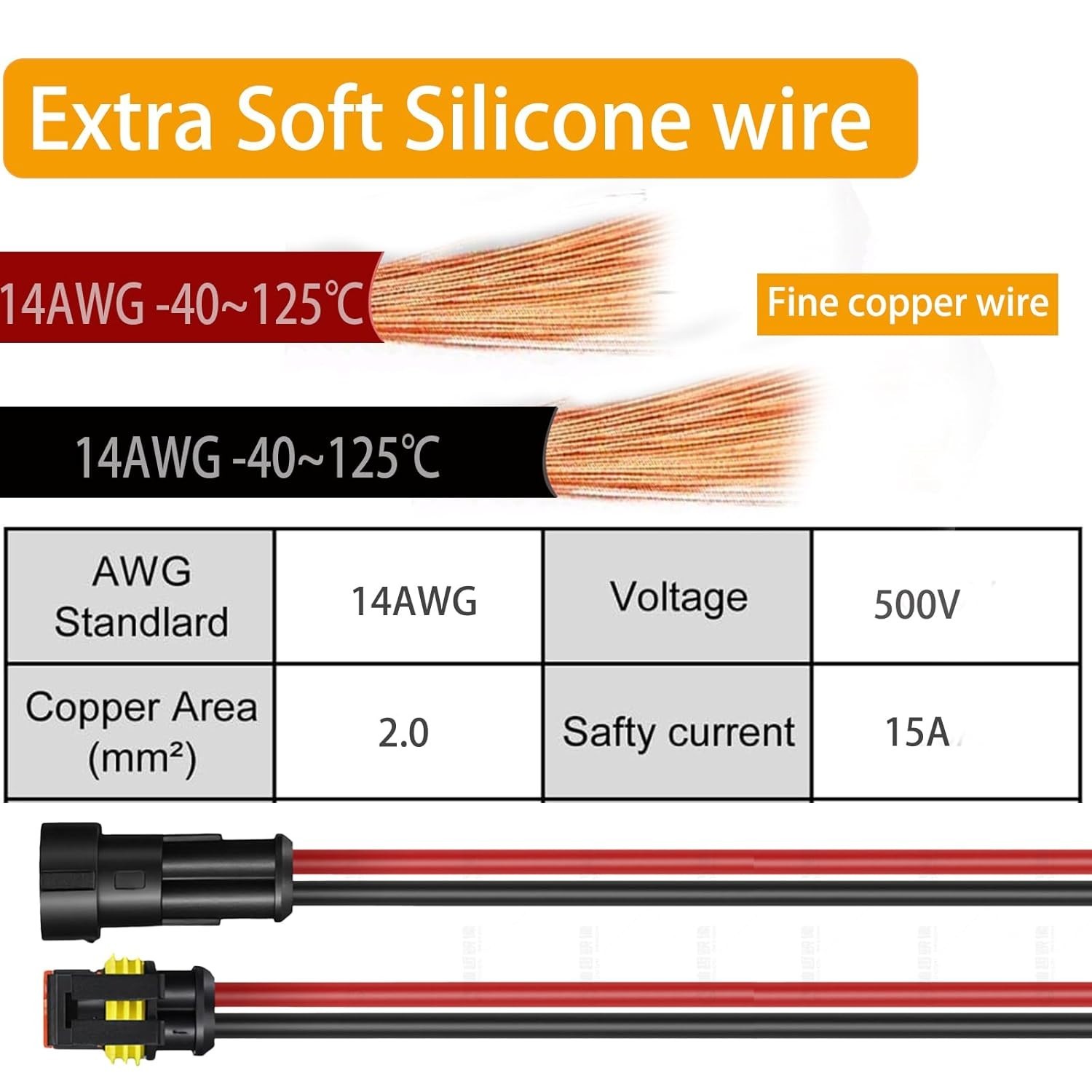 2 Pin Waterproof Connectors – 14AWG Quick Disconnect for Automotive & Marine Use