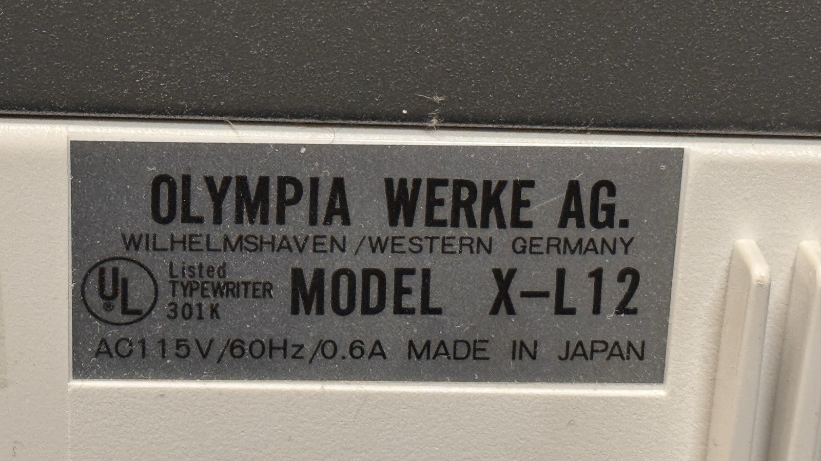 Olympia International X-L12 Electric Typewriter with Case