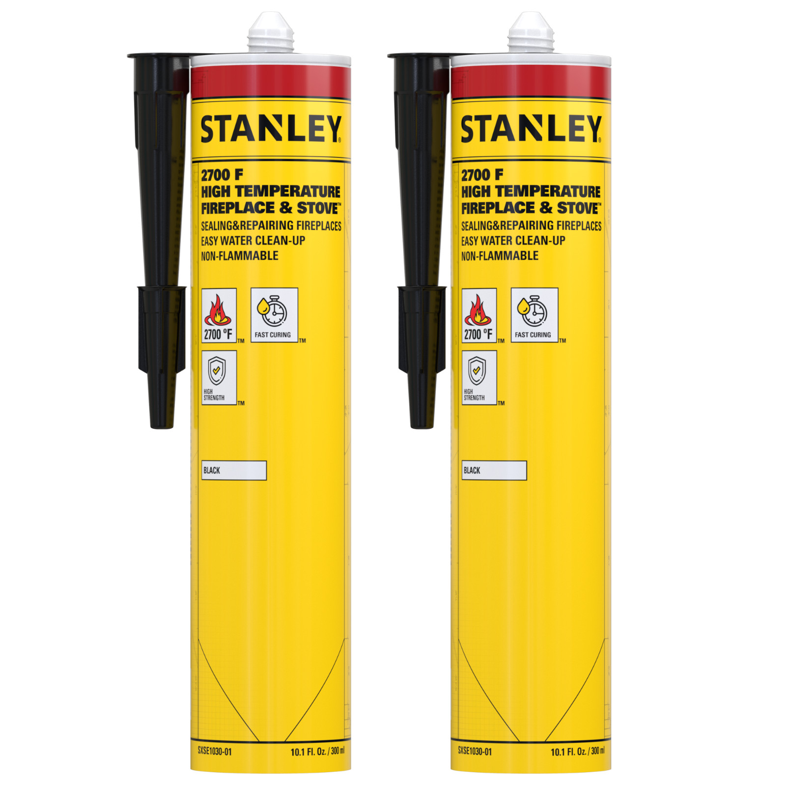 Stanley 2700°F High Temperature Sealant, Fireplace & Stove, 10.1oz 2 Pack Black