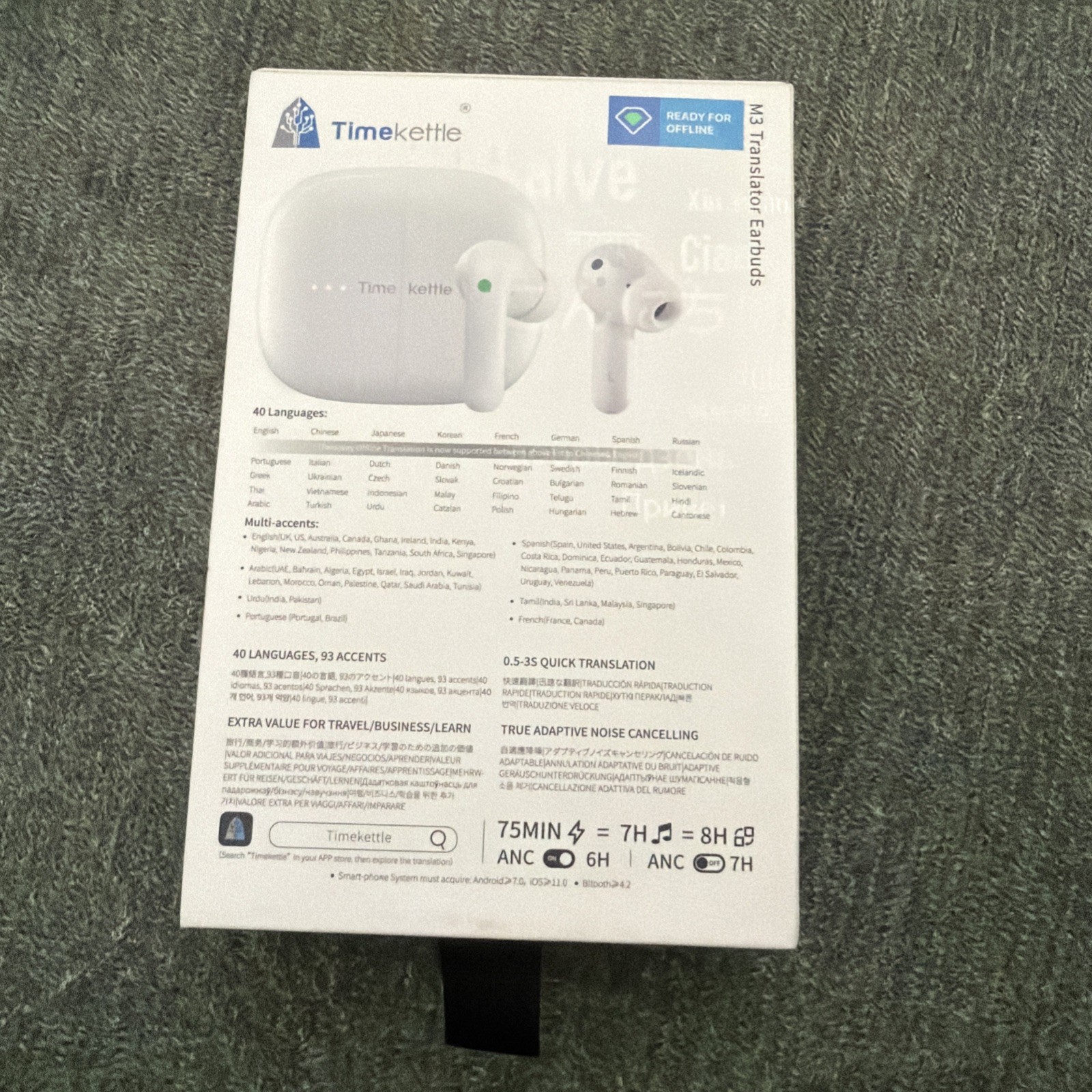 Timekettle M3 Language Translator Earbuds, Two-Way Translator Device with APP.