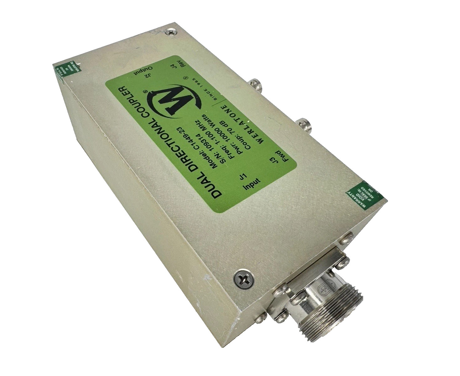 Werlatone High Power Directional Coupler Model C1449-23 1–100 MHz 10 kW 70 dB