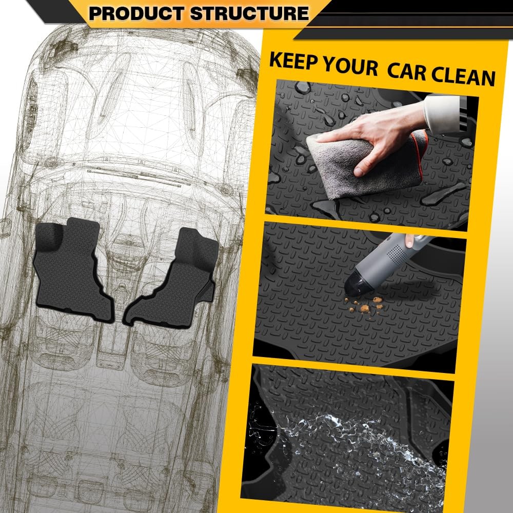 TPE Floor Mats for E150 E250 E350 Econoline 1997-2005 2PCS Black All Weather