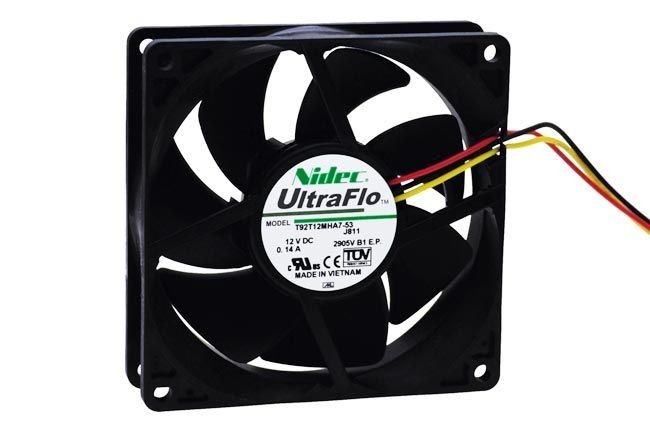 Nidec 92mm Quiet 12V Cooling Fan 25dBA AV Cabinet Receiver Vent 40CFM