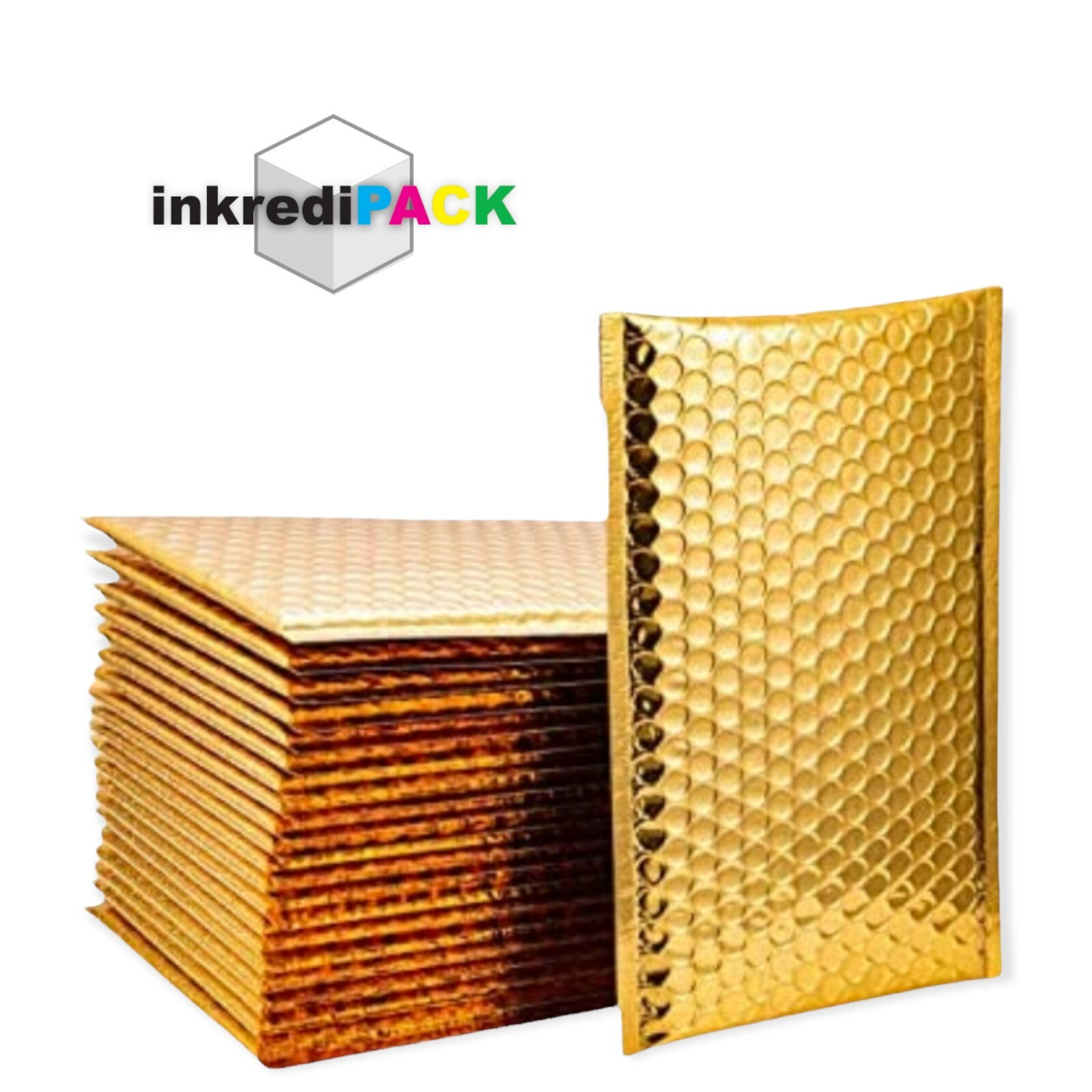InkrediPack™ 4X8 #000 – 50 Pack – Metallic Bubble Mailers (Usable Size: 4X7)