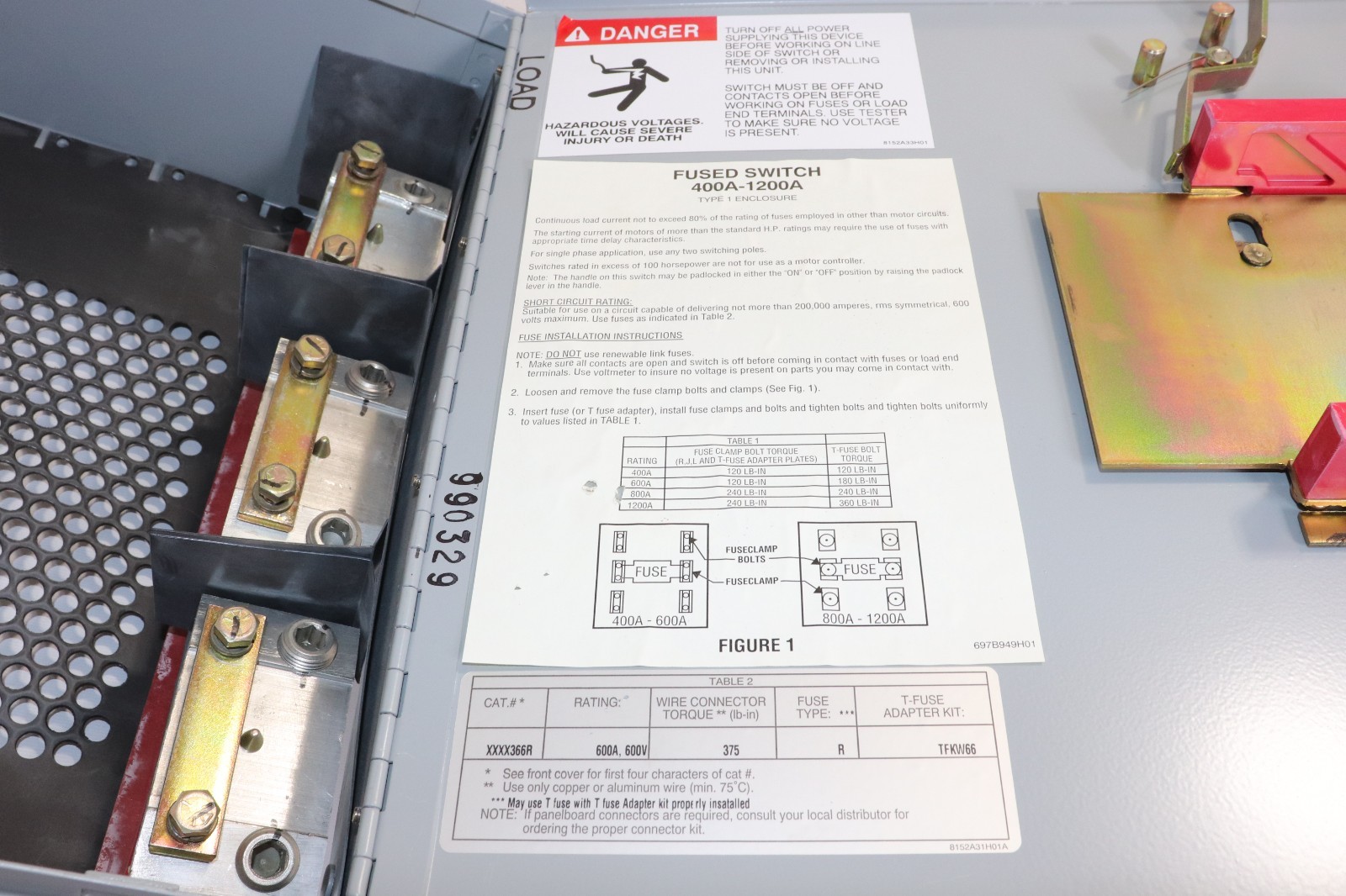 CUTLER HAMMER FDPW366R 600A FUSIBLE DEAD-FRONT/PANELBOARD SWITCH, 600VAC