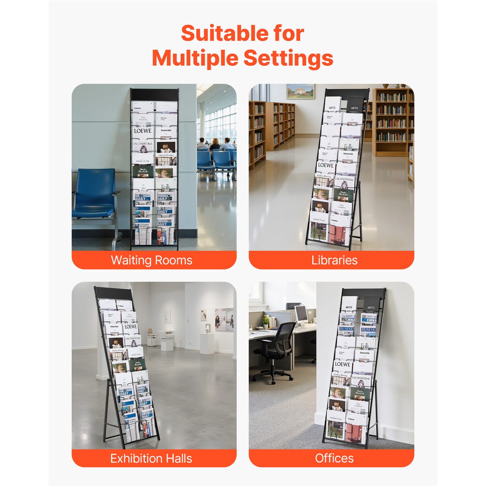 Uimoso 20-Pocket Magazine and Brochure Display Rack for Literature Organization