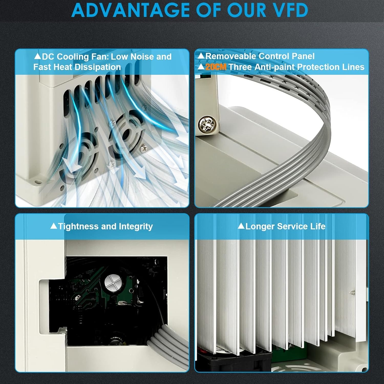 AC 220V/1.5Kw 2HP Variable Frequency Drive,8A VFD Inverter Single Phase to 3 Pha