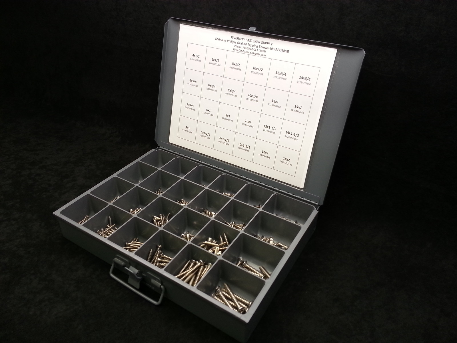 Phillips Oval head Trim Screw Assortment Stainless 960pc #4 #6 #8 #10 #12 #14