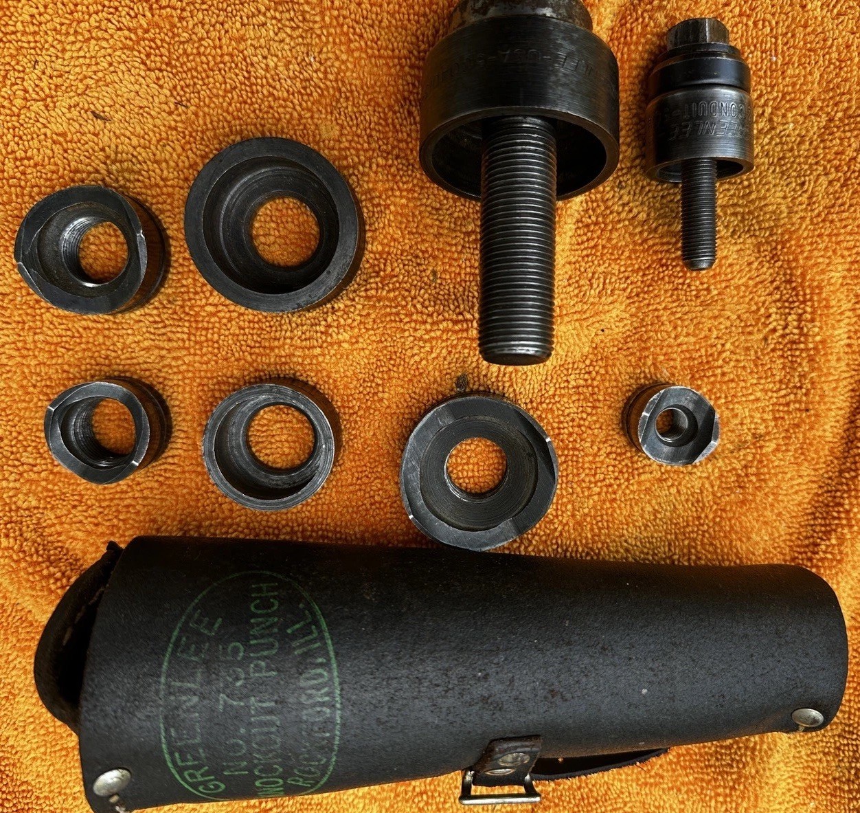 Greenlee No. 735 USA Knockout Punch Set Electrical Conduit Tool Vintage