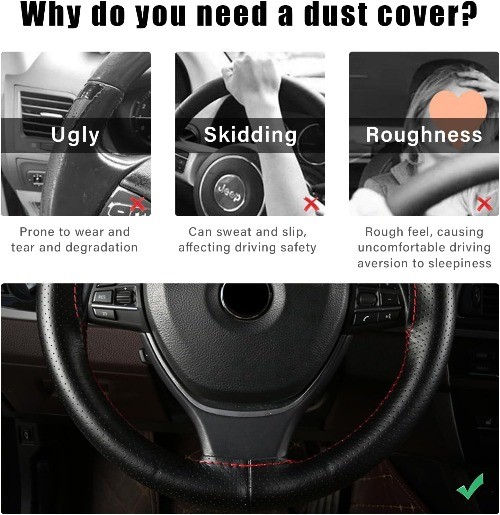 Genuine Leather Steering Wheel Cover, Breathable A Size: Full HoleColor: Beige