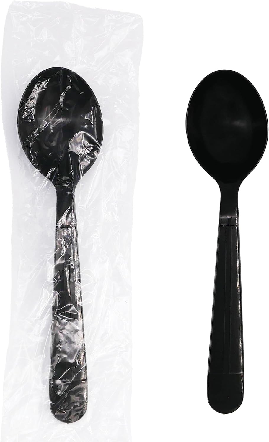 Individually Wrapped Black Plastic Utensil Sets/Heavy Duty Flatware Packs, Soup