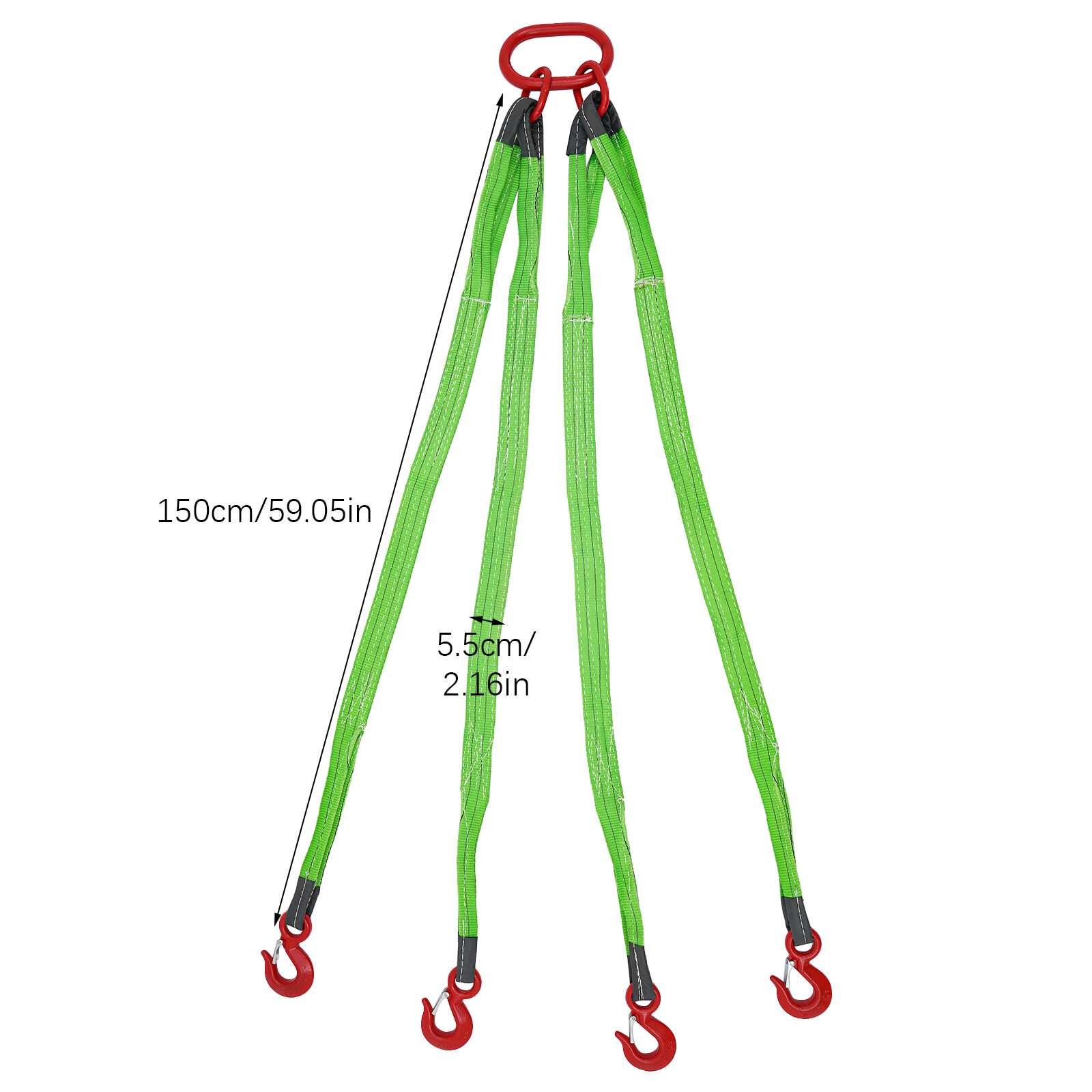 6T/13227 lbs 4.9ft 2.17in Chain Sling Polyester Lifting Sling with 4 Hooks NEW