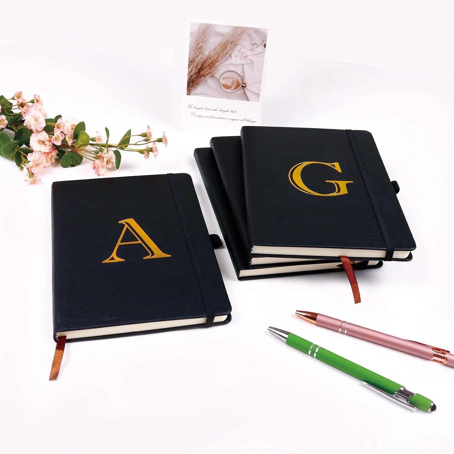 Elegant A5 Business Journal with Ribbon Bookmark & Custom Initials – 200 Pages