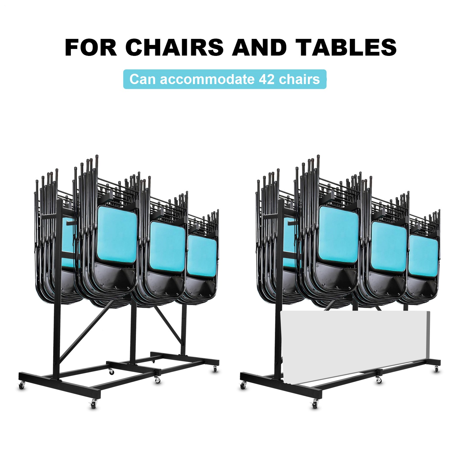 42 Chairs Folding Chair Cart Thickened Folding Chair Rack 660lbs Heavy Duty