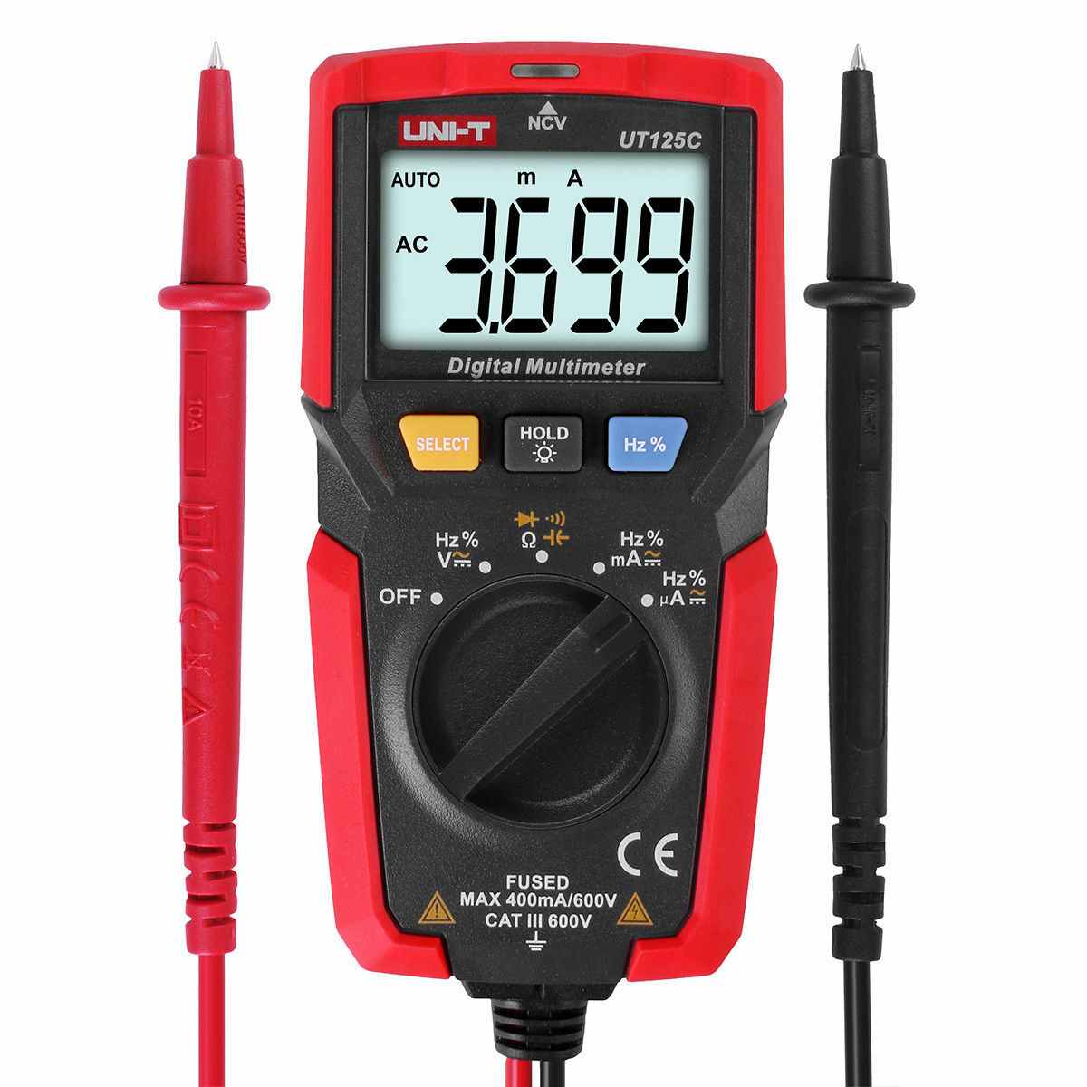 UNI-T Pocket Multimeter Digital NCV AC DC Voltmeter Ammeter Ohm Cap Test UT125C