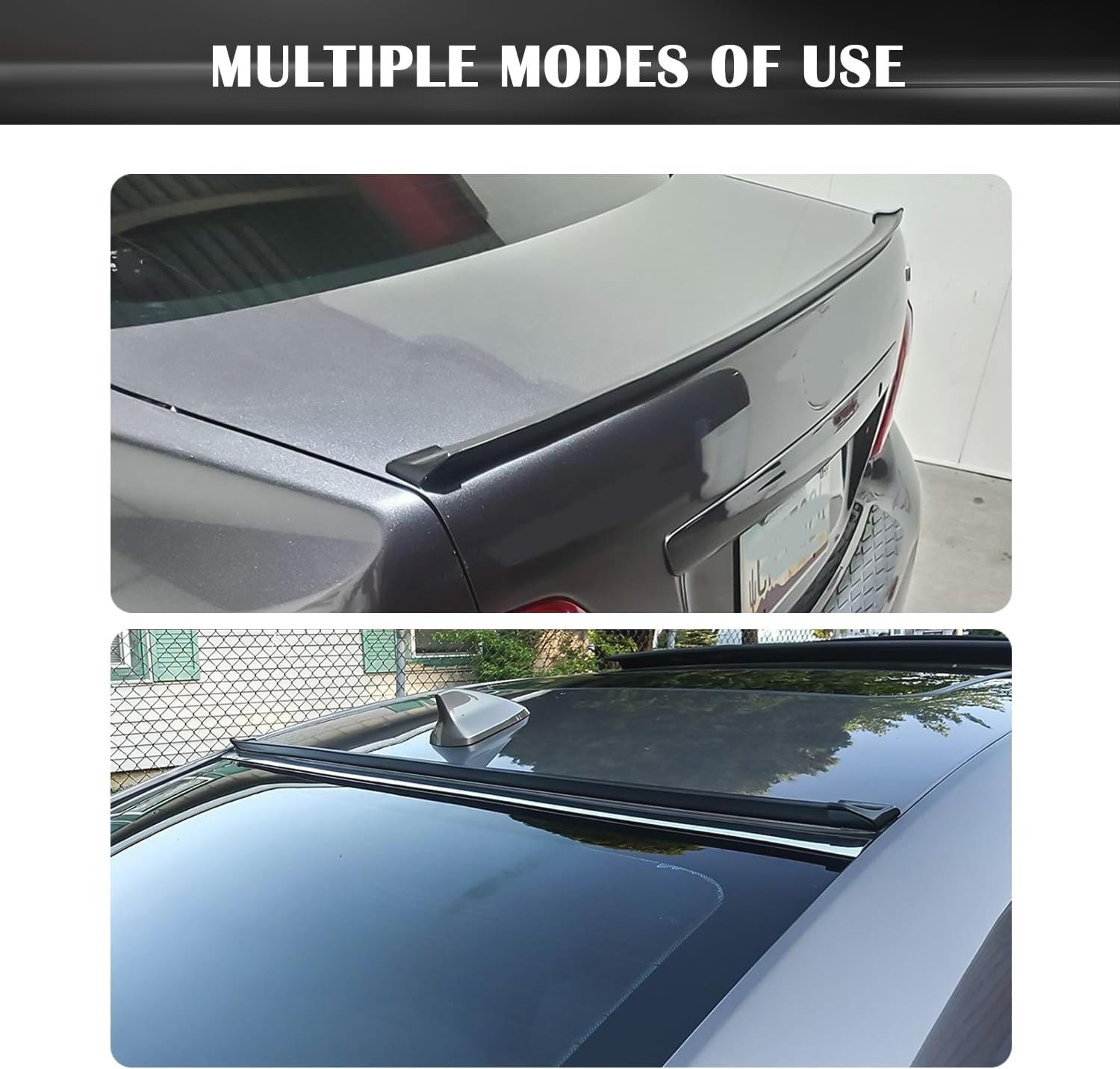 4.9Ft Rear Spoiler – 3D Glossy Roof Spoiler Trunk Spoiler Material Type: Black
