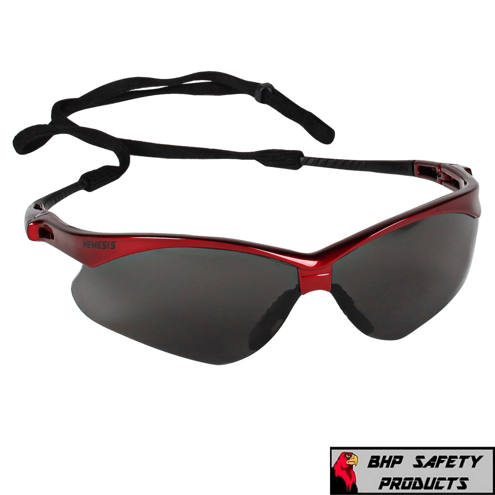 KLEENGUARD NEMESIS 22611 SAFETY GLASSES SMOKE LENS W/ RED FRAME SUNGLASSES 1/PR